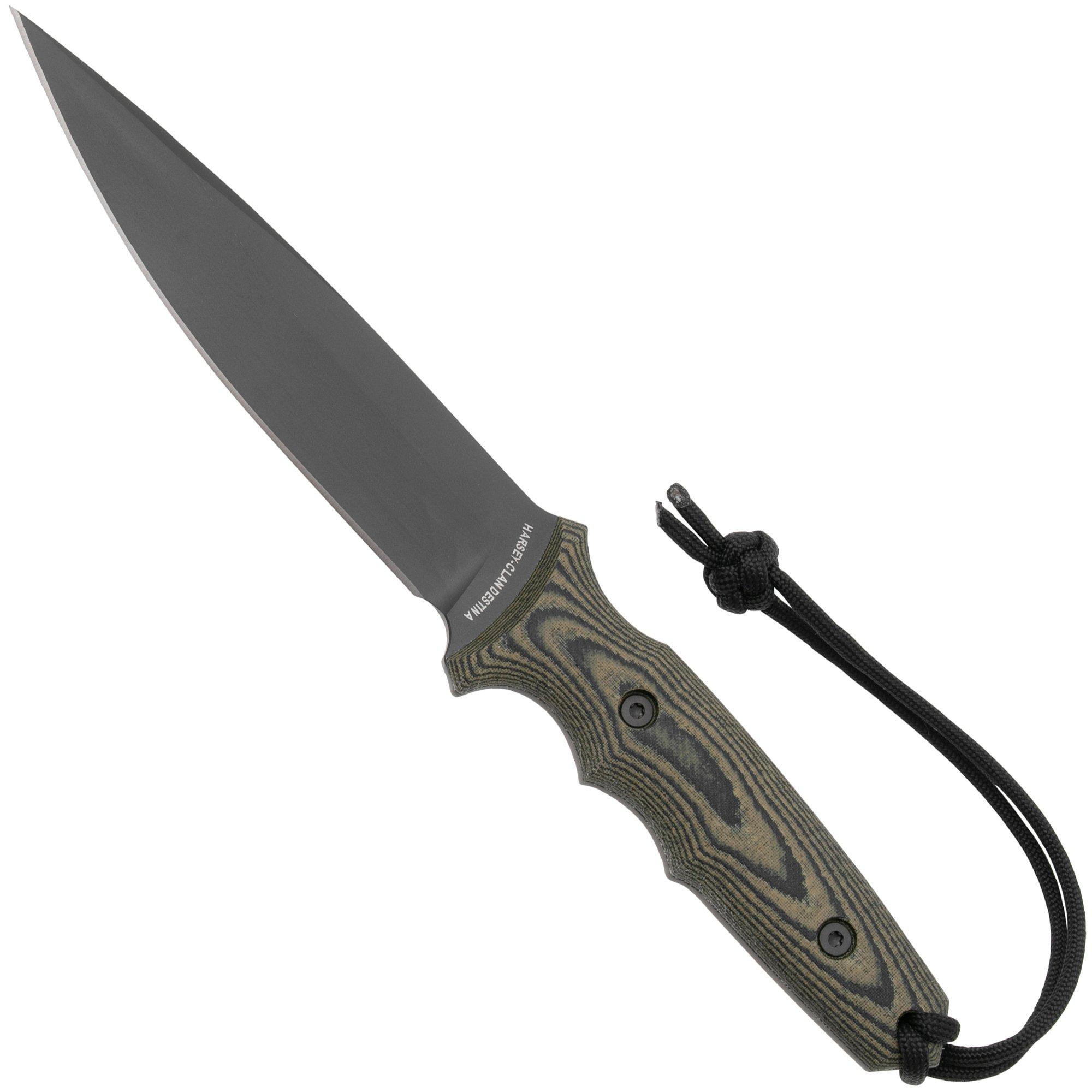 Nóż survivalowy Spartan Blades Harsey Clandestina SB57BKCMKYBK Black, Camo Micarta, pochwa kydex