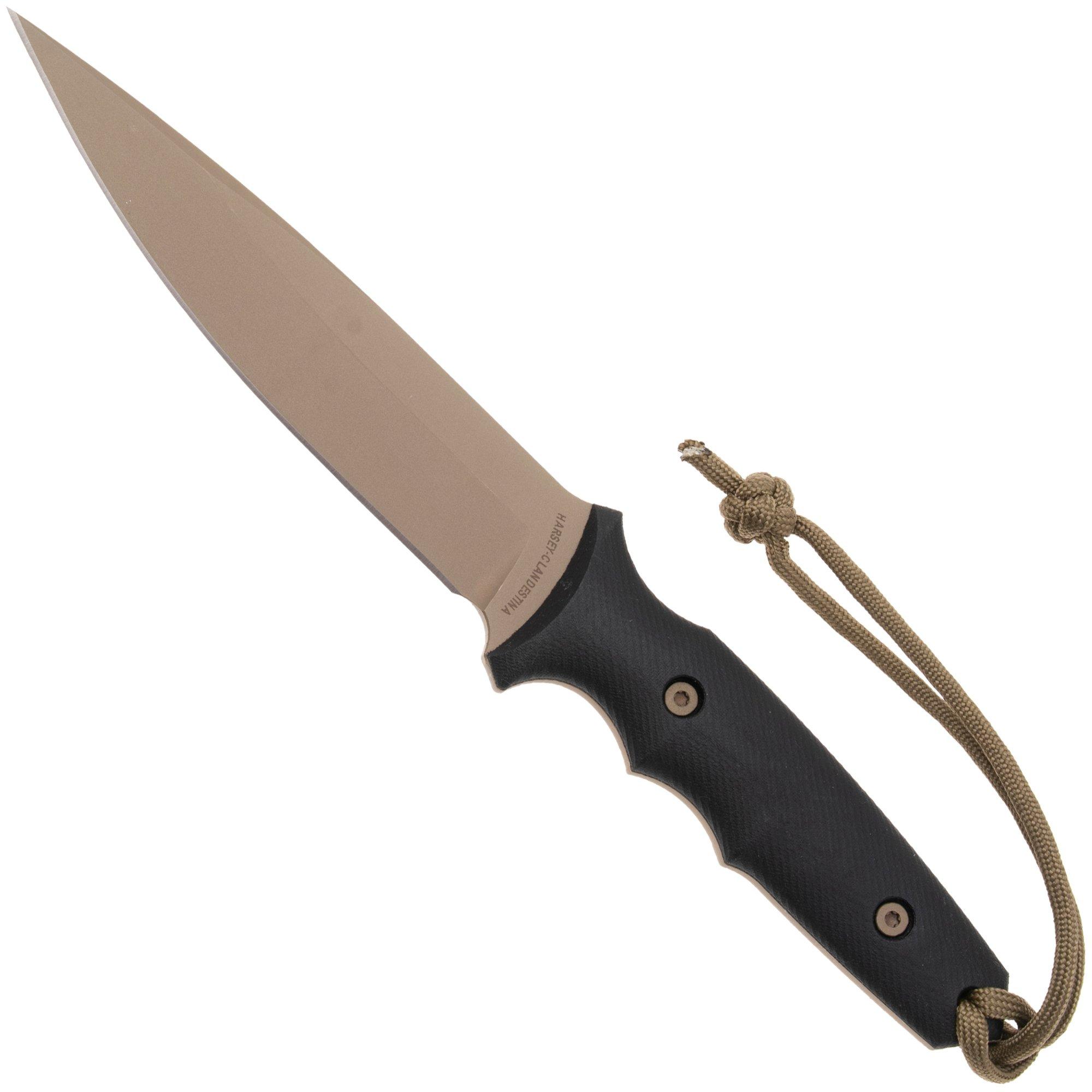 Nóż survivalowy Spartan Blades Harsey Clandestina SB57DEBKKYTN Flat Dark Earth, Black Micarta, pochwa kydex