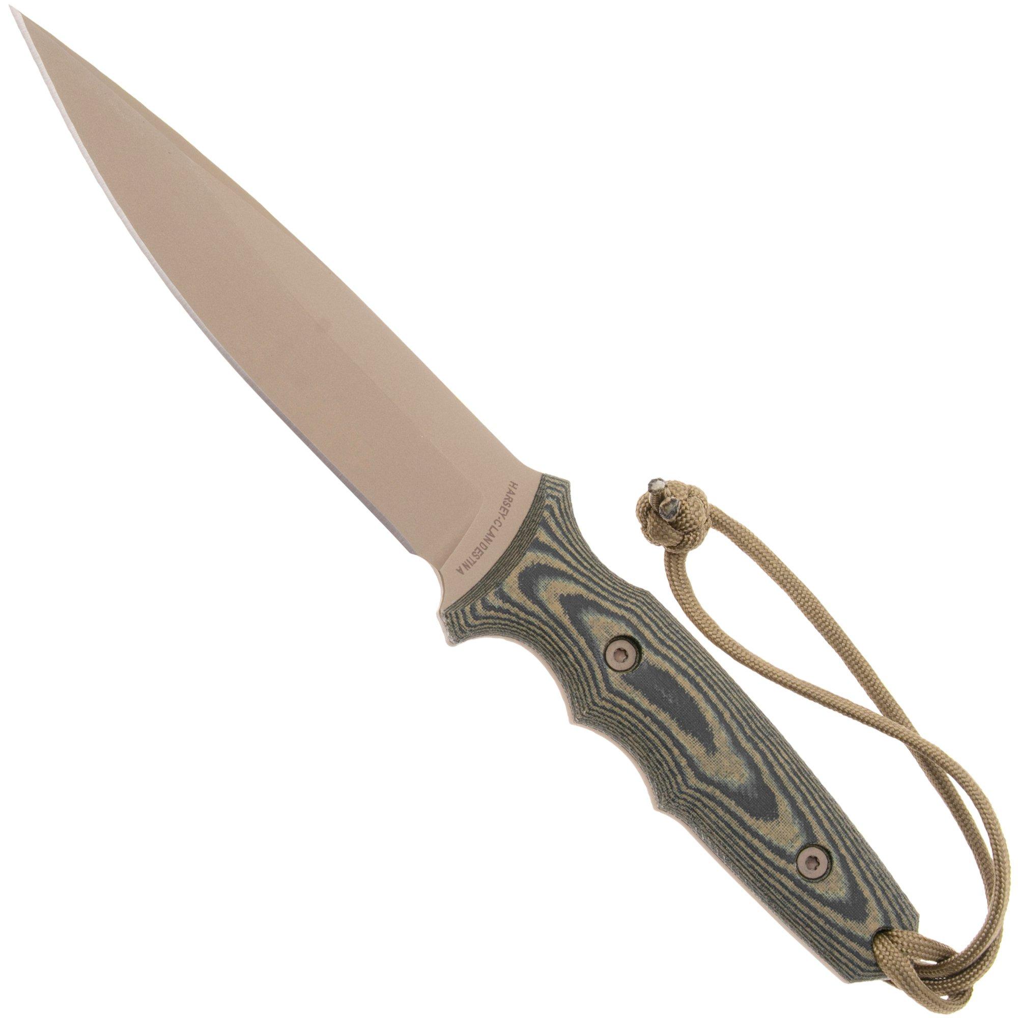 Nóż survivalowy Spartan Blades Harsey Clandestina SB57DECMKYTN Flat Dark Earth, Camo Micarta, pochwa kydex