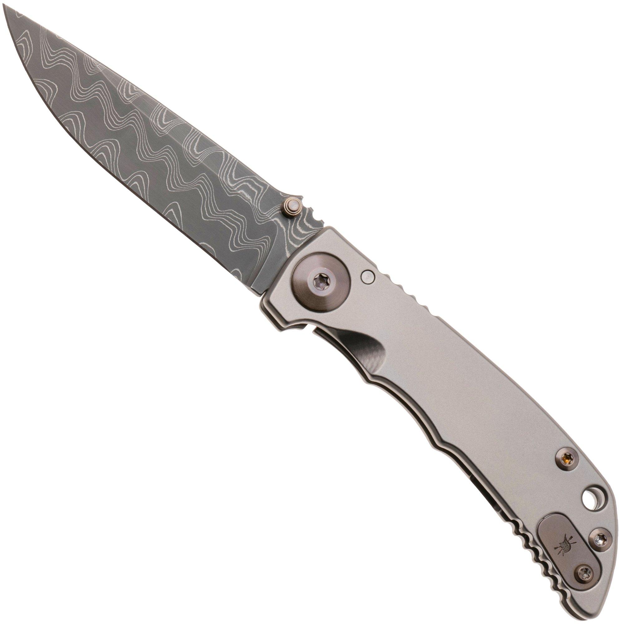 Spartan Harsey Folder 3.25 SF10DMBZ, Damascus, Silver/Bronze/Gold Titanium pocket knife