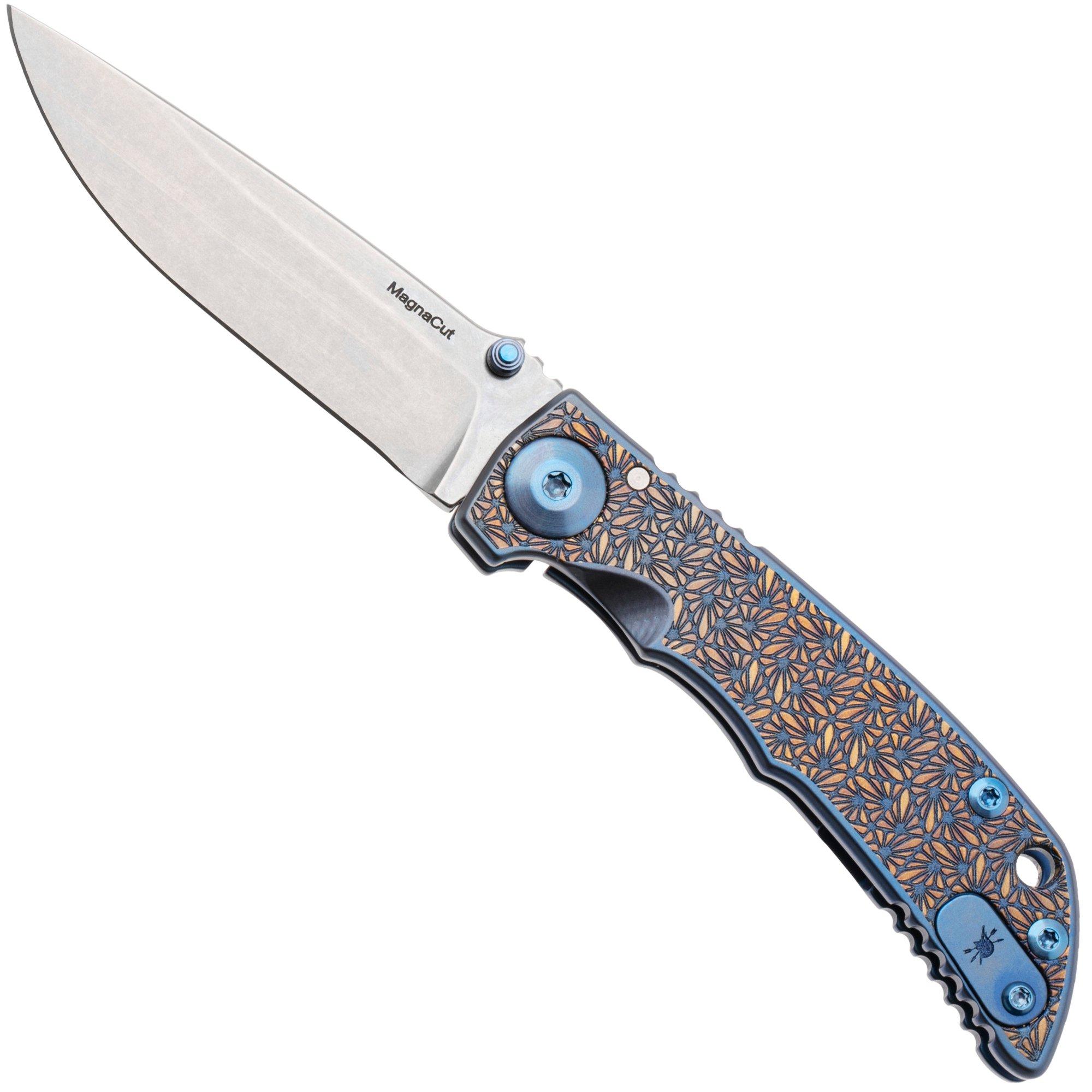 Spartan Harsey Folder 3.25 SF10SW-RG, Stonewashed CPM MagnaCut, Regal Blue/Gold Titanium pocket knife