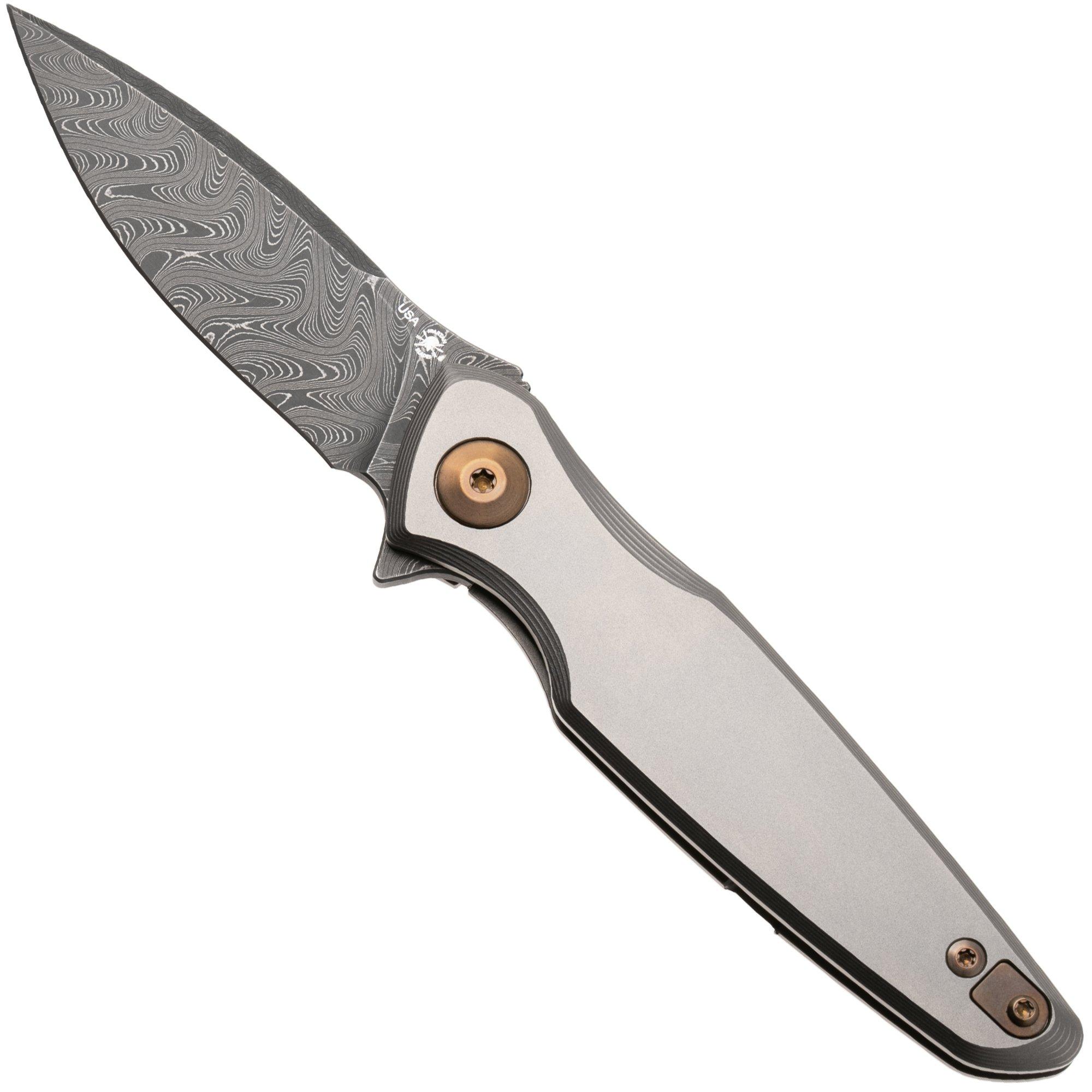 Spartan Blades Pandia SF16DMBZ Chad Nichols Damascus, Titanium, Bronze Hardware, coltellino tascabile