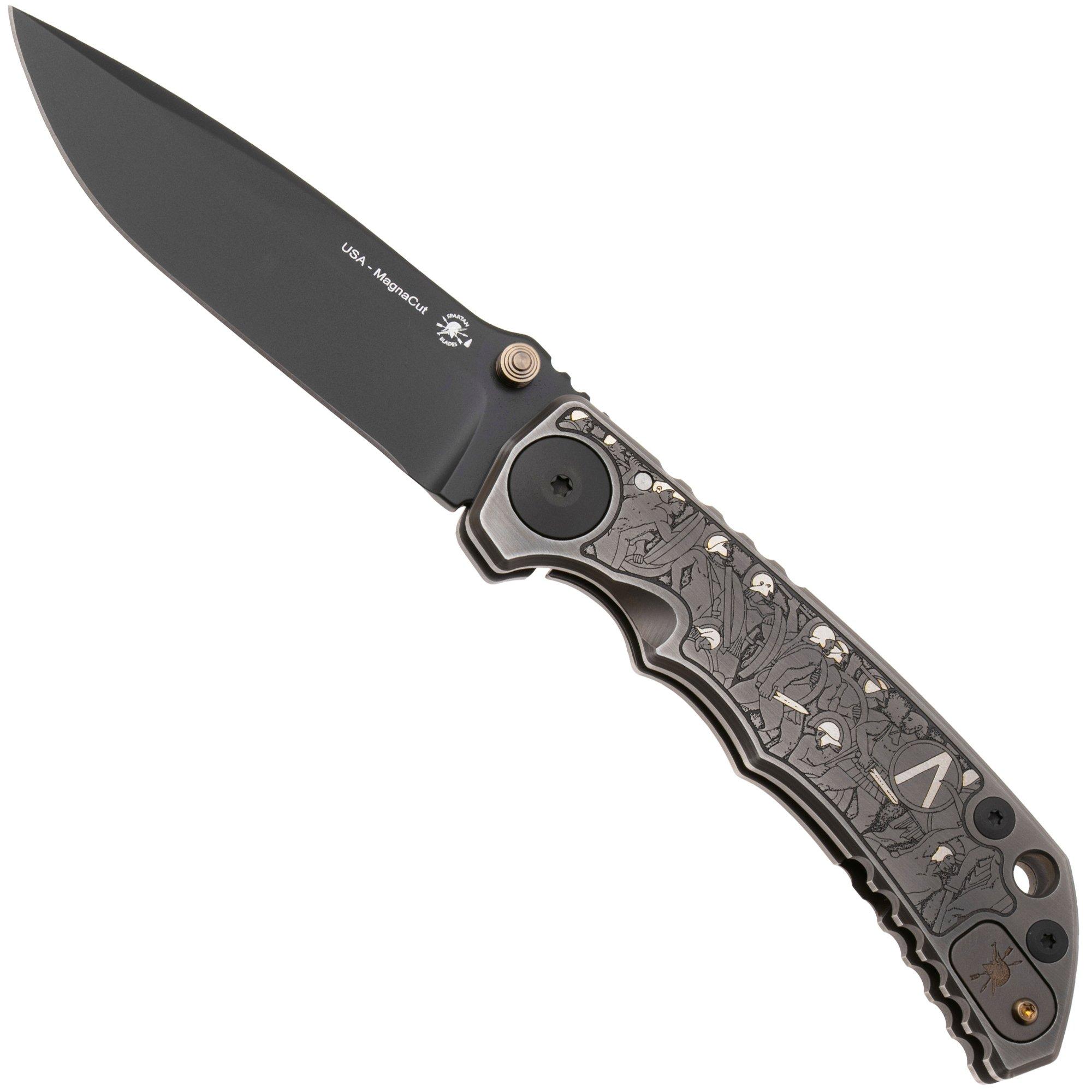 Spartan Blades Harsey Folder Spartan Battle USSF5SBAT, PVD MagnaCut, Dark Earth Titanium, Bronze Hardware Taschenmesser