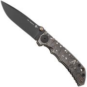 Spartan Blades Harsey Folder Spartan Battle USSF5SBAT, PVD MagnaCut, Dark Earth Titanium, Bronze Hardware pocket knife