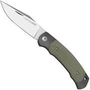 Viper Twin, V6002CG, Satin M390, Couteau de poche Green Canvas Micarta, Fabrizio Silvestrelli design