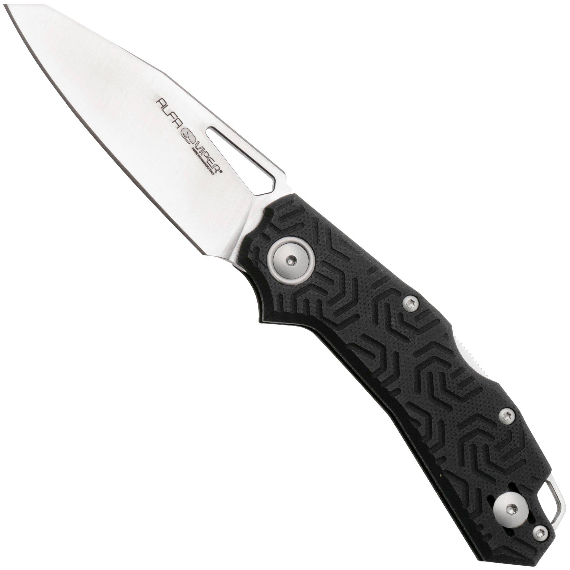 Nóż składany Viper Alfa V6020GB3D, Satin CPM MagnaCut, Black 3D Textured G10, projekt Simone Tonolli