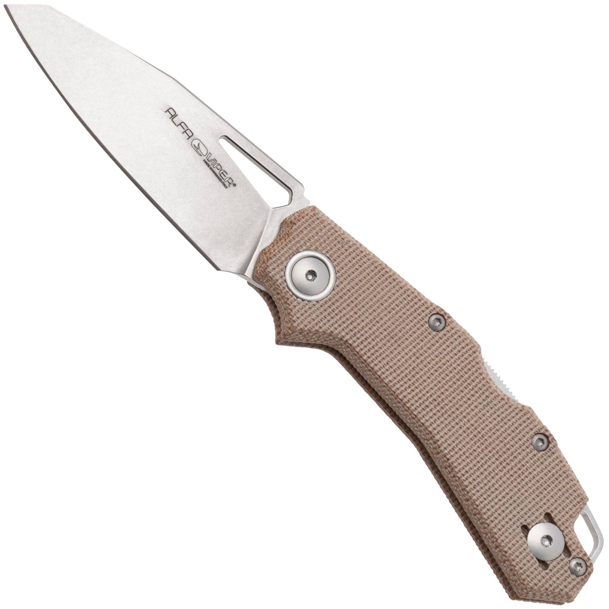 Viper Alfa V6022CN, Stonewashed CPM MagnaCut, Natural Micarta couteau de poche, Simone Tonolli design