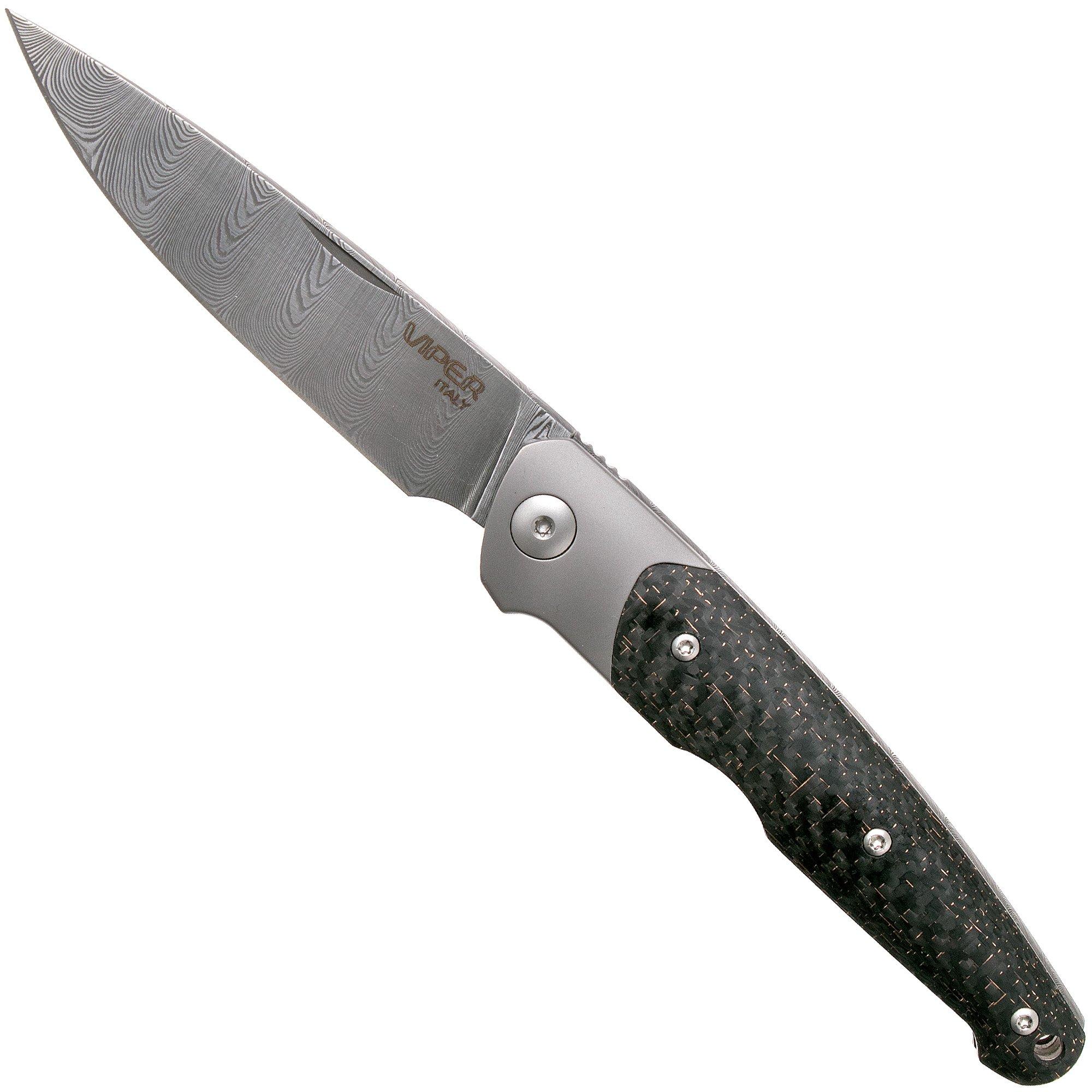 Nóż składany Viper Key VA5978FCB Bolster Damascus Copper Carbon fibre