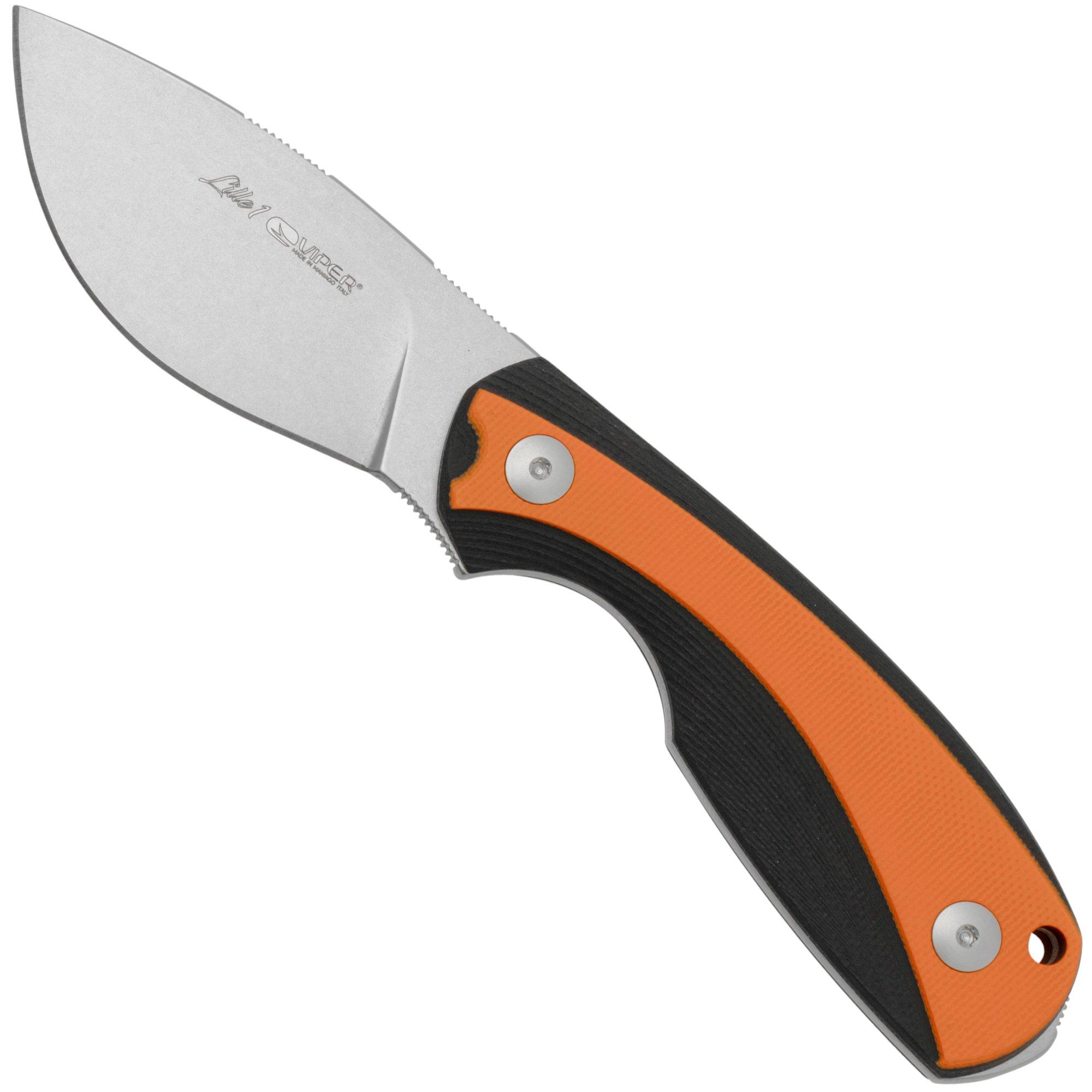 Nóż z głownią stałą Viper Lille 1, VT4022GBO, Stonewash Elmax, Black & Orange G10, projekt Jesper Voxnaes