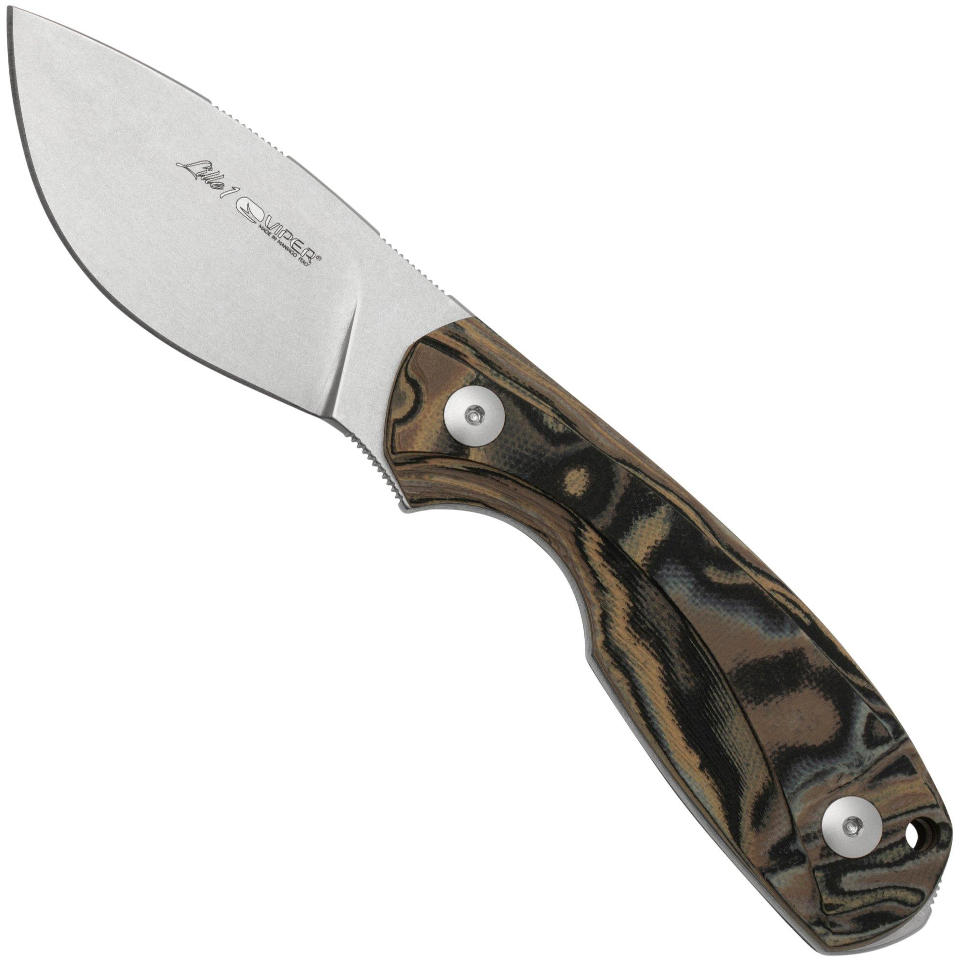 Viper Lille 1, VT4022GBU, Stonewash Elmax, Burl G10 fixed knife, Jesper  Voxnaes design