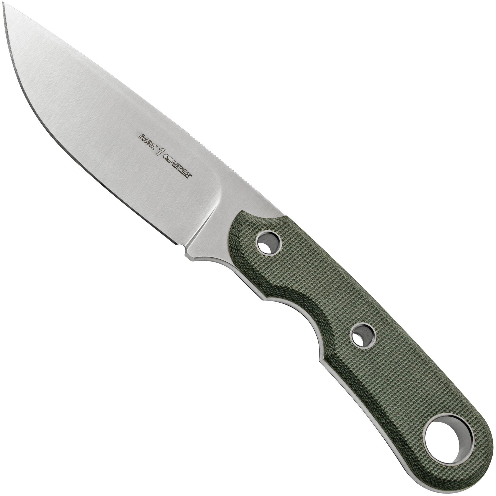 Viper Basic 1 VT4026CB MagnaCut Drop Point Satin, Black Canvas Micarta, fixed knife