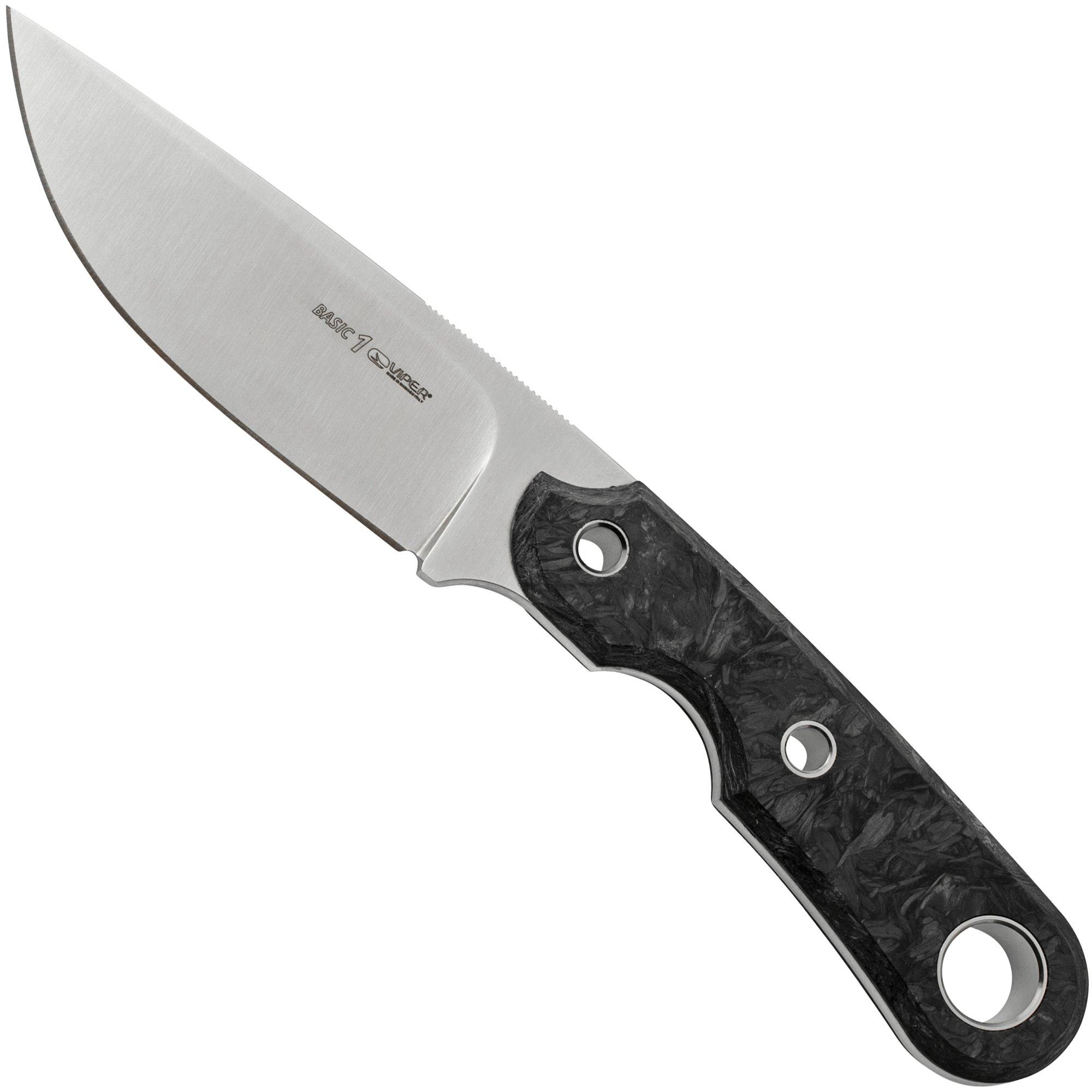 Viper Basic 1 VT4026FCM MagnaCut Drop Point Satin, Marbeled Carbon, fixed knife