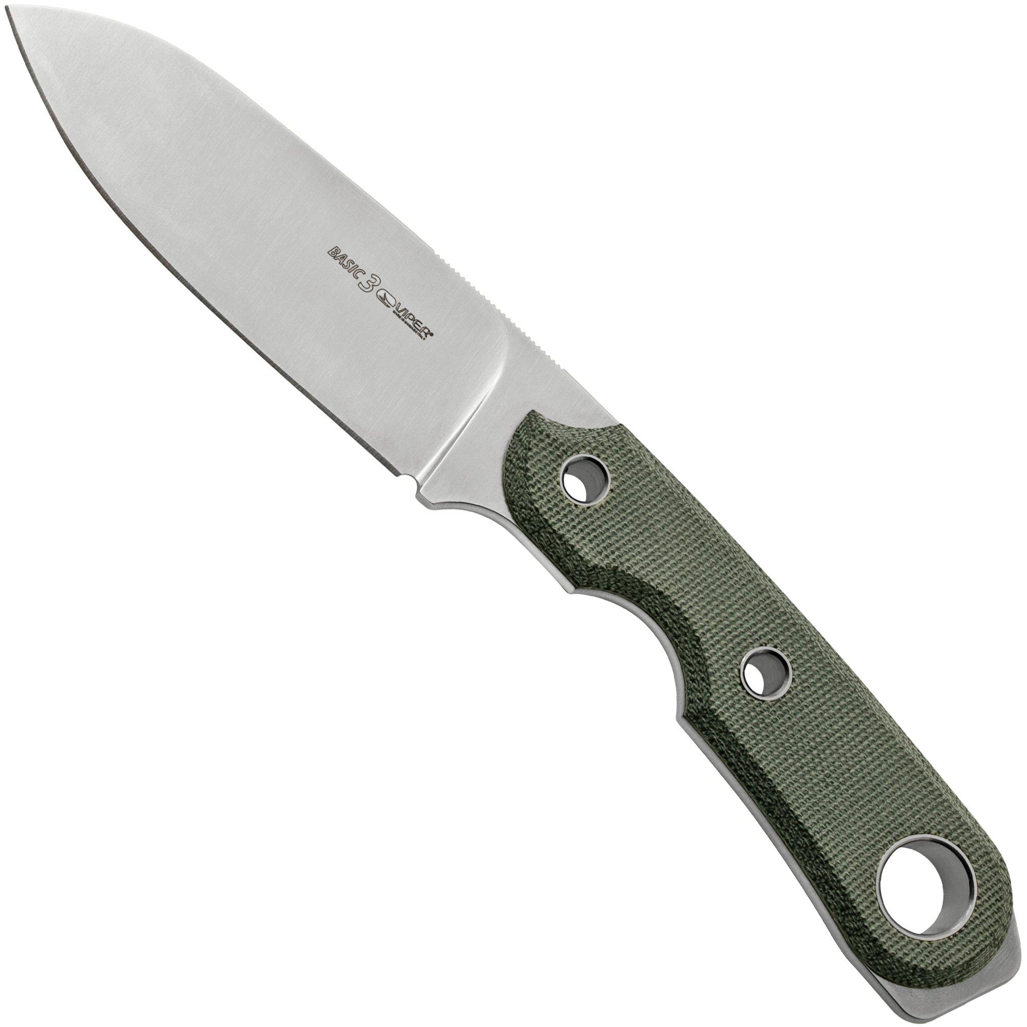 Nóż z głownią stałą Viper Basic 3 VT4034CB MagnaCut Spear Point Satin, Black Canvas Micarta