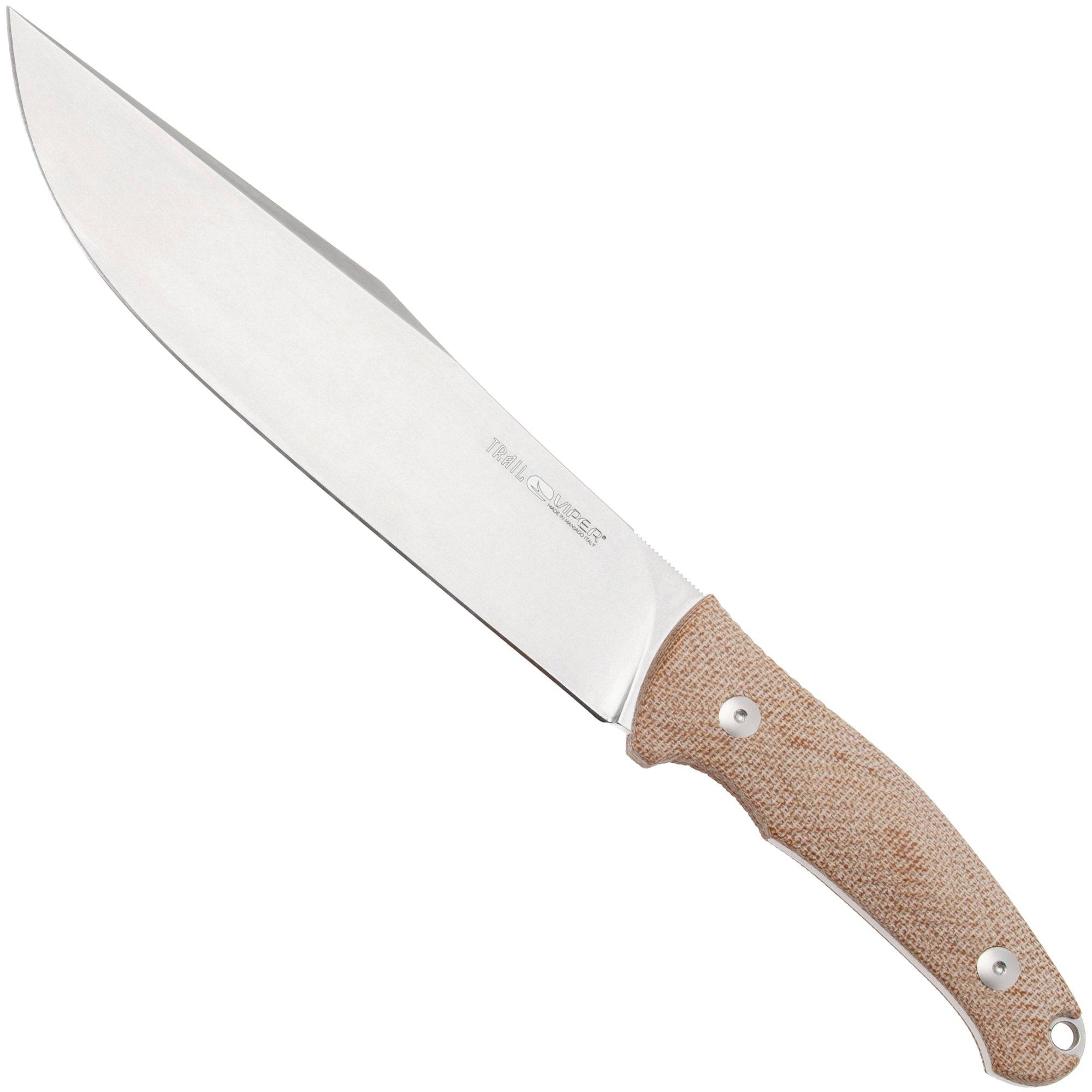 Viper Trail VT4066CN Stonewashed N690, Natural Canvas Micarta, couteau fixe, Jens Anso design