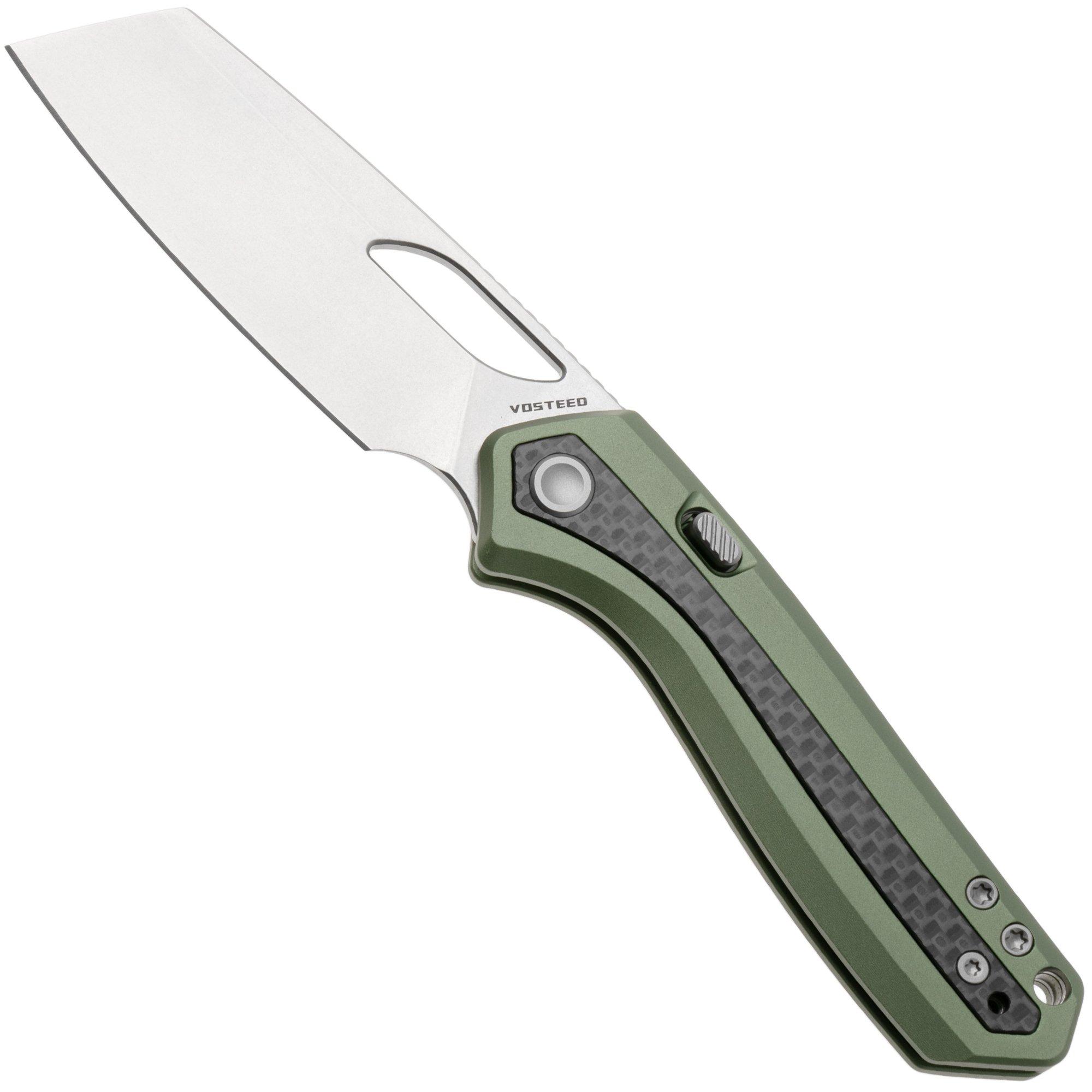 Vosteed Kroc A1803 Stonewashed S35VN, Green Aluminum & Carbon Fiber, zakmes