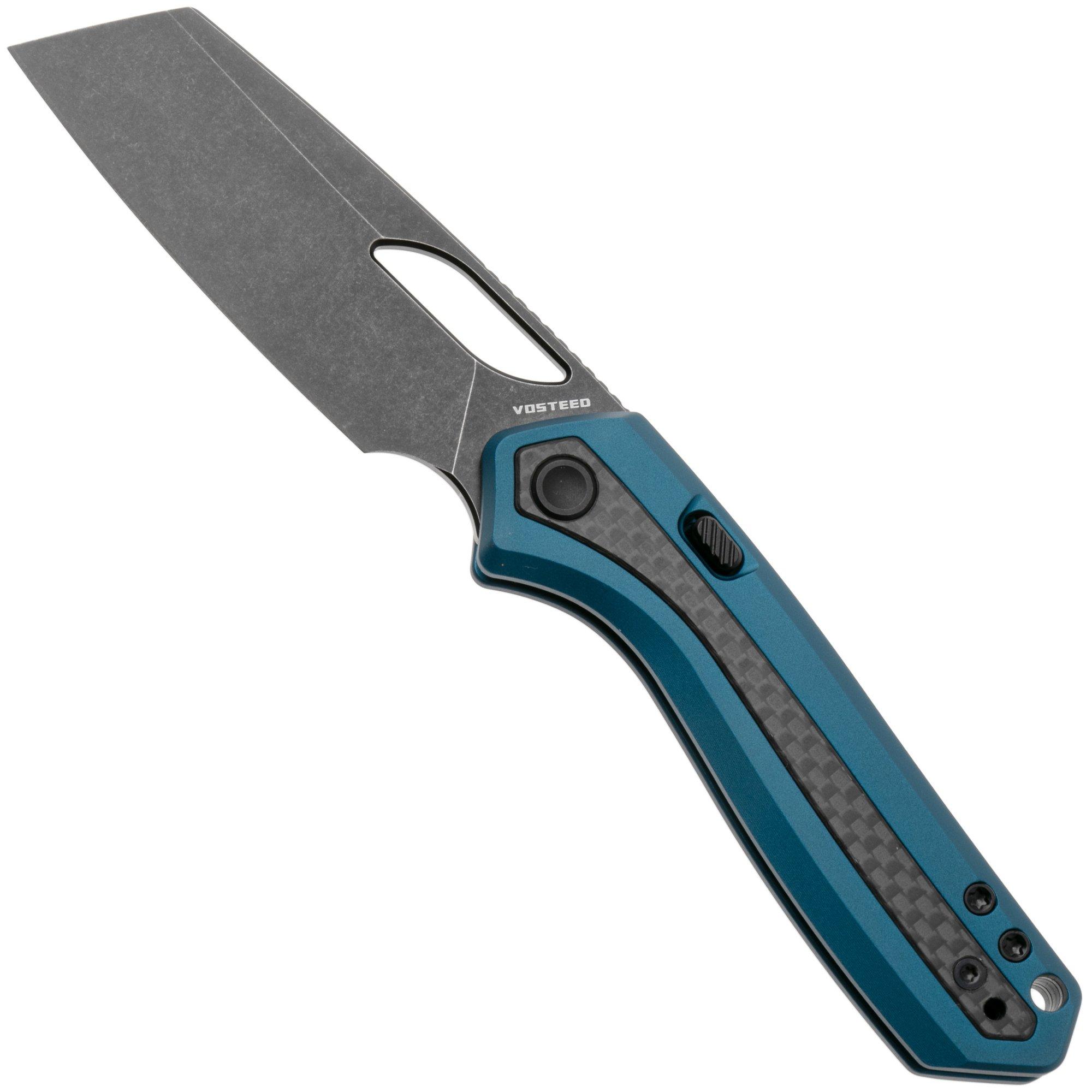 Vosteed Kroc A1804 Blackwashed S35VN, Blue Aluminum & Carbon Fiber, navaja
