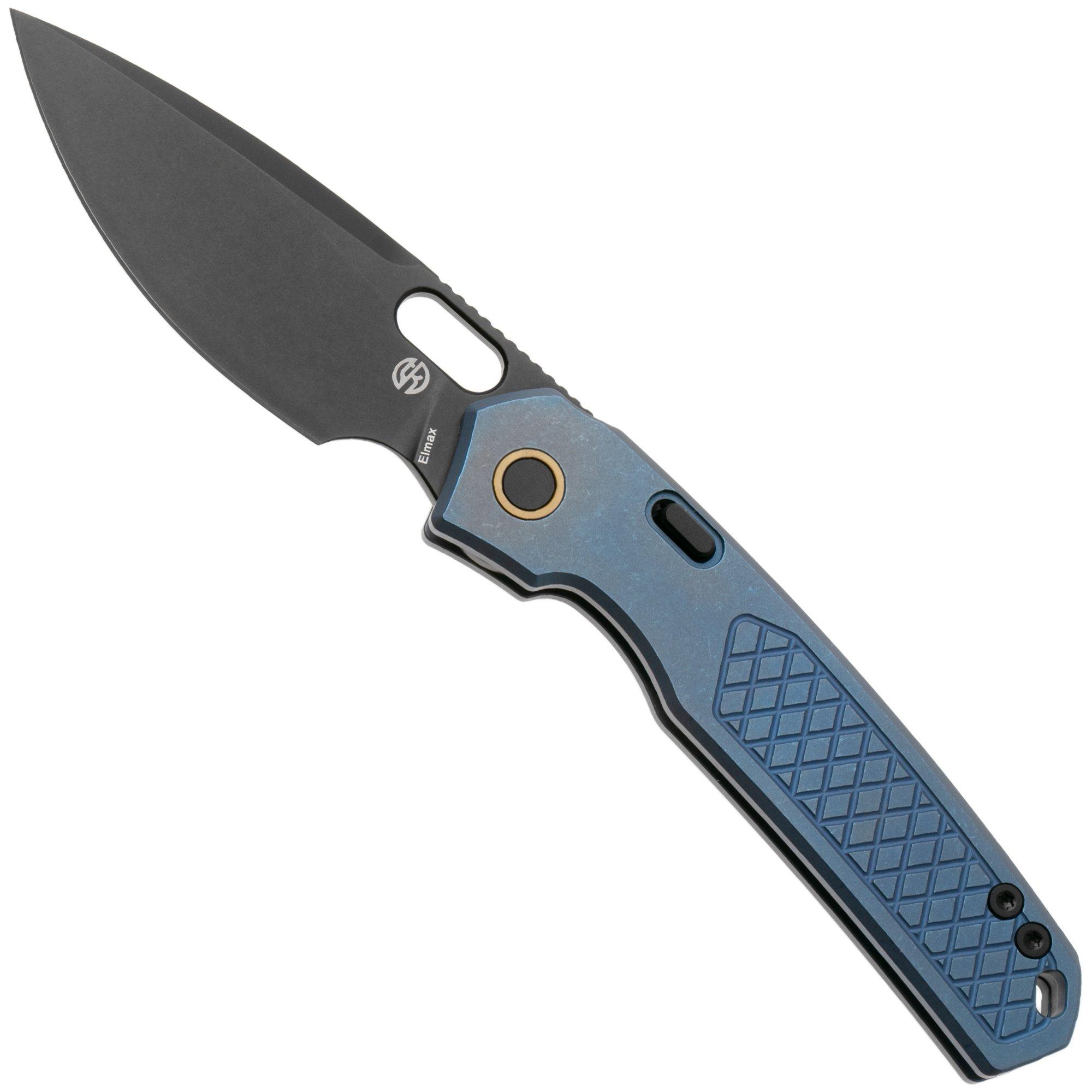 Nóż składany Vosteed Psyop A2205 Blackwashed Elmax, Blue Titanium, projekt Tuffknives
