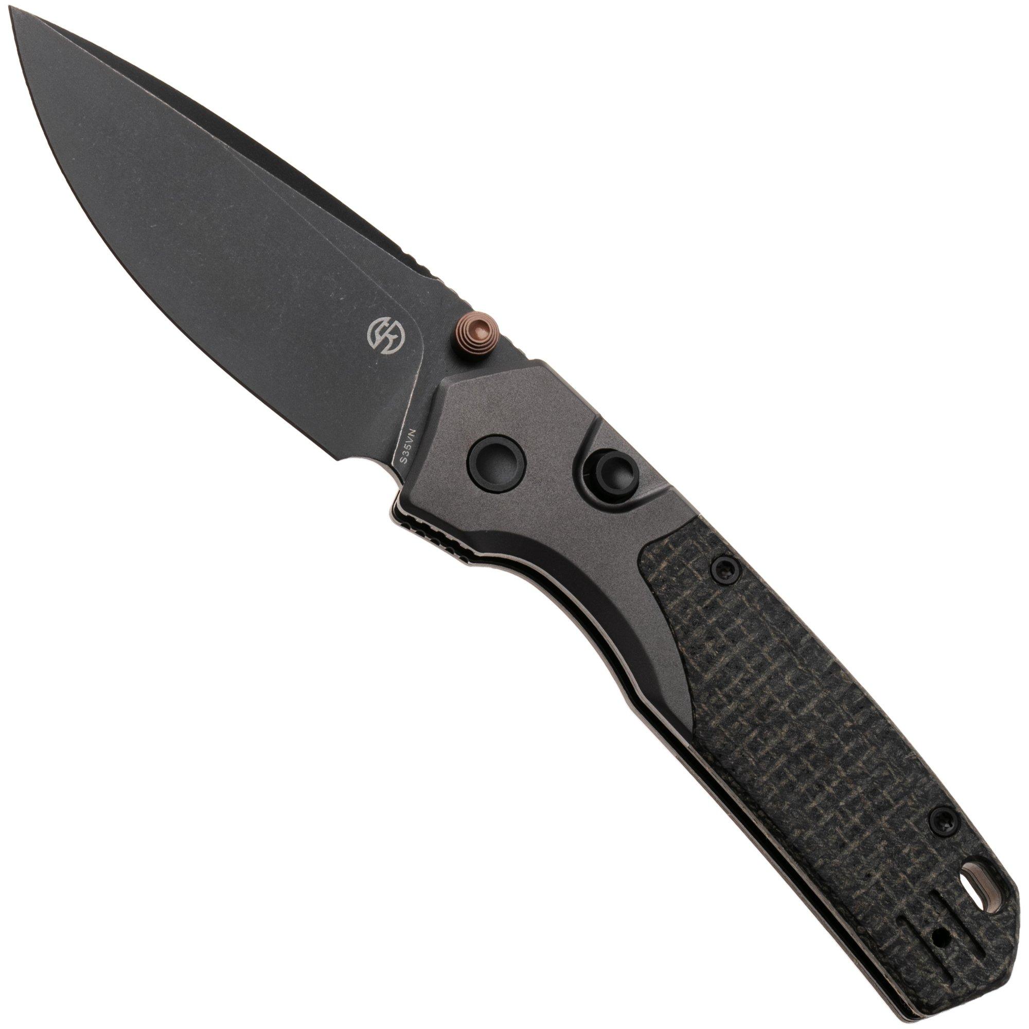 Vosteed Psyop 299 A2229 Blackwashed S35VN, Black Norplex UltreX Micarta & Titanium Bolsters, zakmes, Tuffknives design