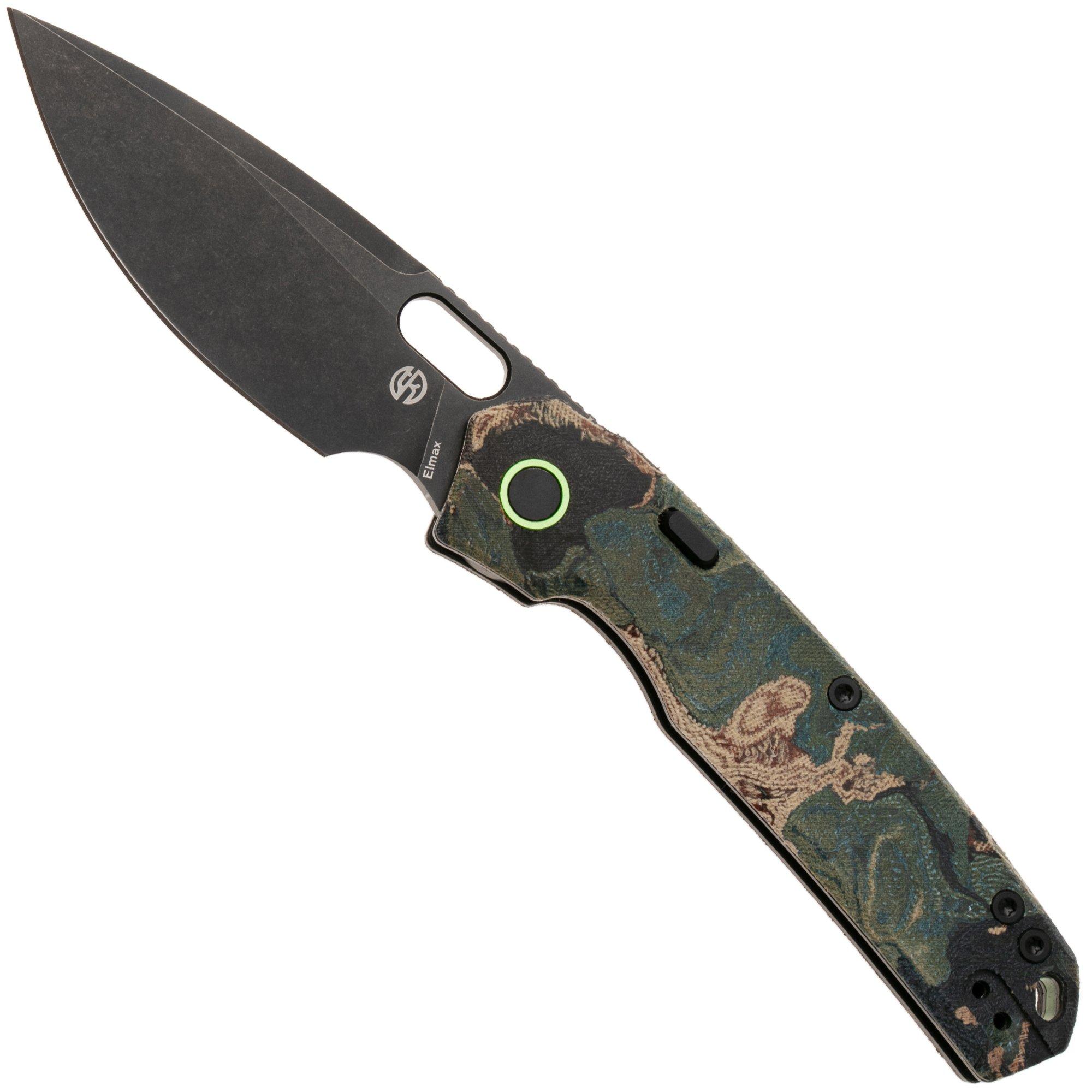 Vosteed Psyop A2235 Blackwashed Elmax, Blue Current Micarta, zakmes, Tuffknives design