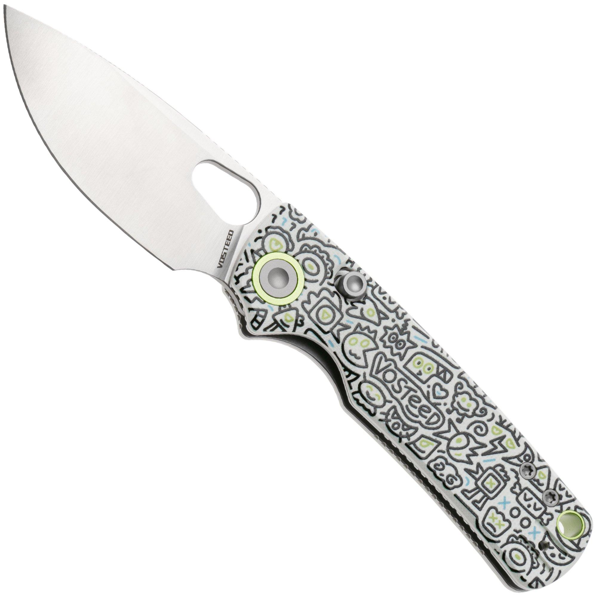 Vosteed Porcupine A2620 Satin 14C28N, White Doodle G10, zakmes, Yue Dong design