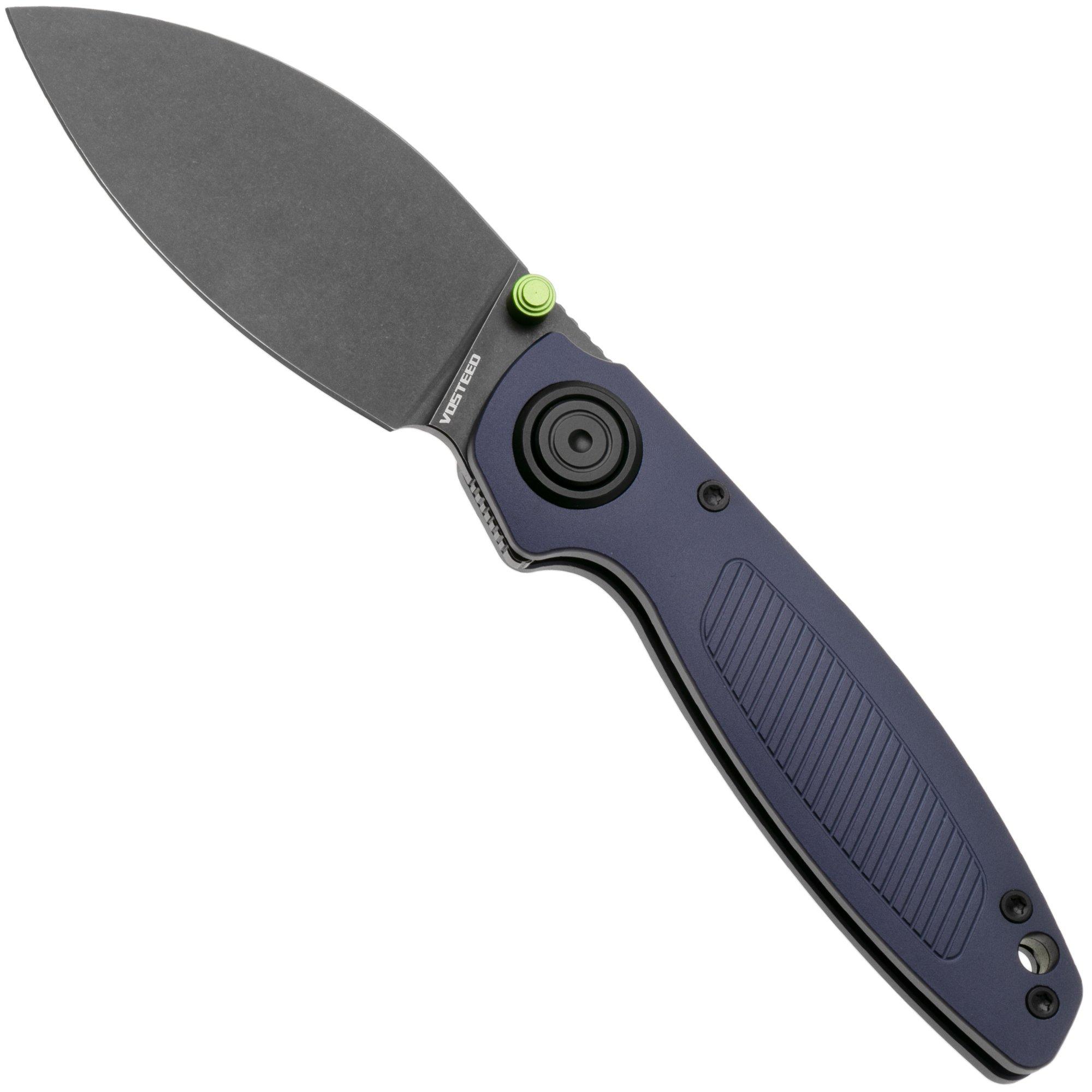 Vosteed Shilin Cutter A2806 Blackwashed Elmax, Purple Aluminum, couteau de poche, Yue Dong design