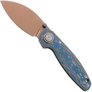 Afbeelding voor Vosteed Shilin Cutter A2811 Copper Dune PVD 154CM, Blue Ocean Micarta, zakmes, Yue Dong design