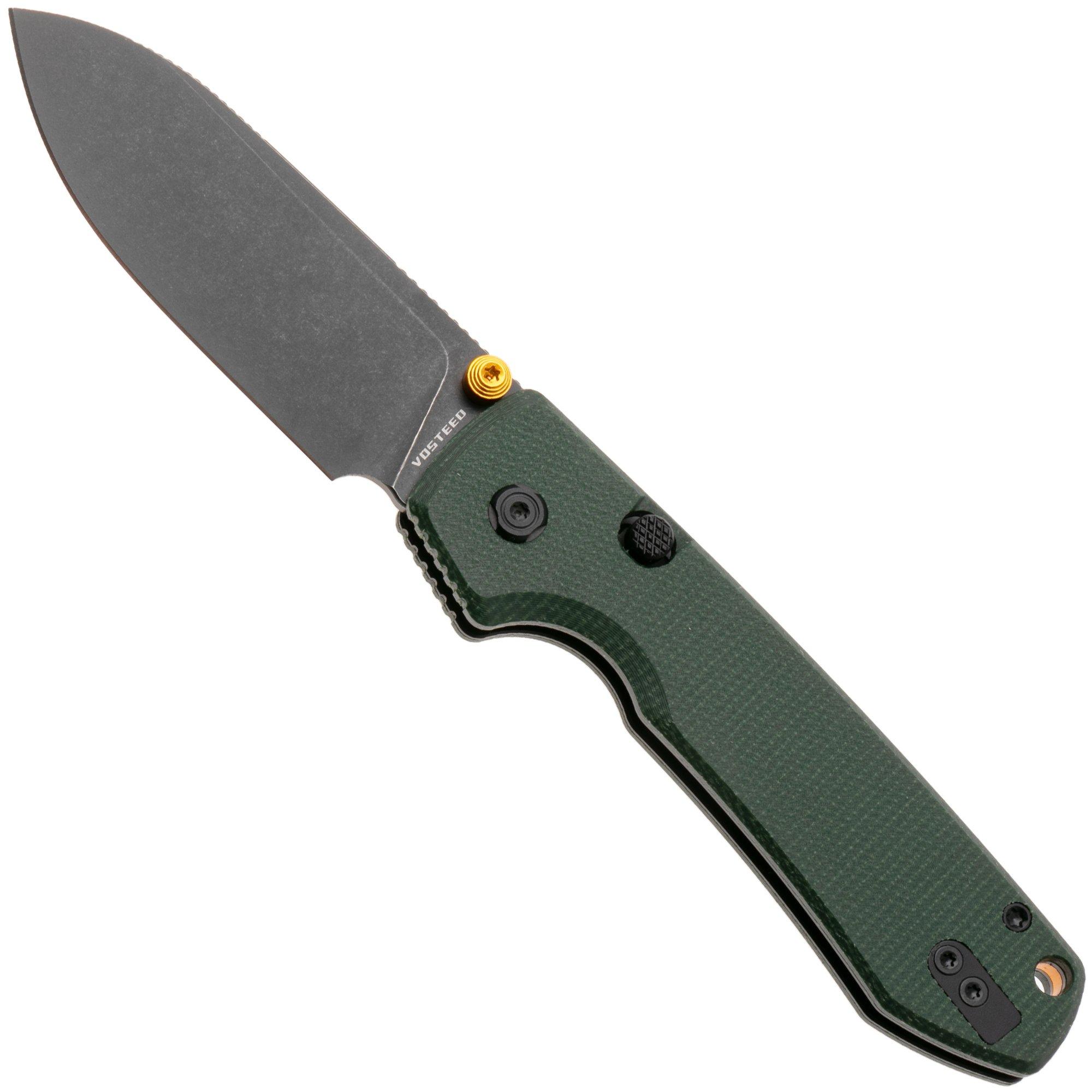 Vosteed Raccoon A2901 Blackwashed 14C28N, Green Micarta, Taschenmesser, Yue Dong Design