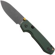 Afbeelding voor Vosteed Raccoon A2901 Blackwashed 14C28N, Green Micarta, zakmes, Yue Dong design