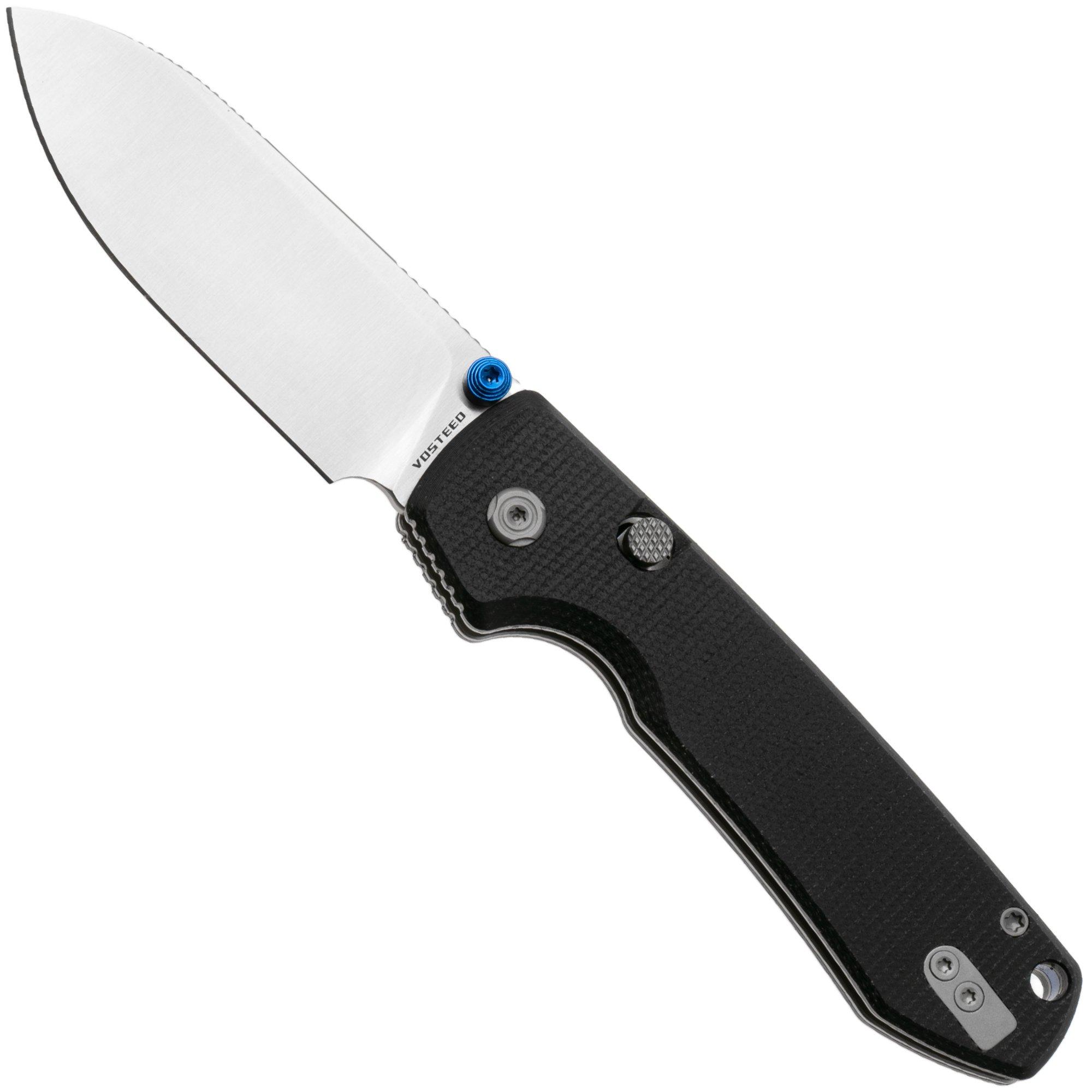 Vosteed Raccoon A2903 Satin 14C28N, Black Micarta, zakmes, Yue Dong design