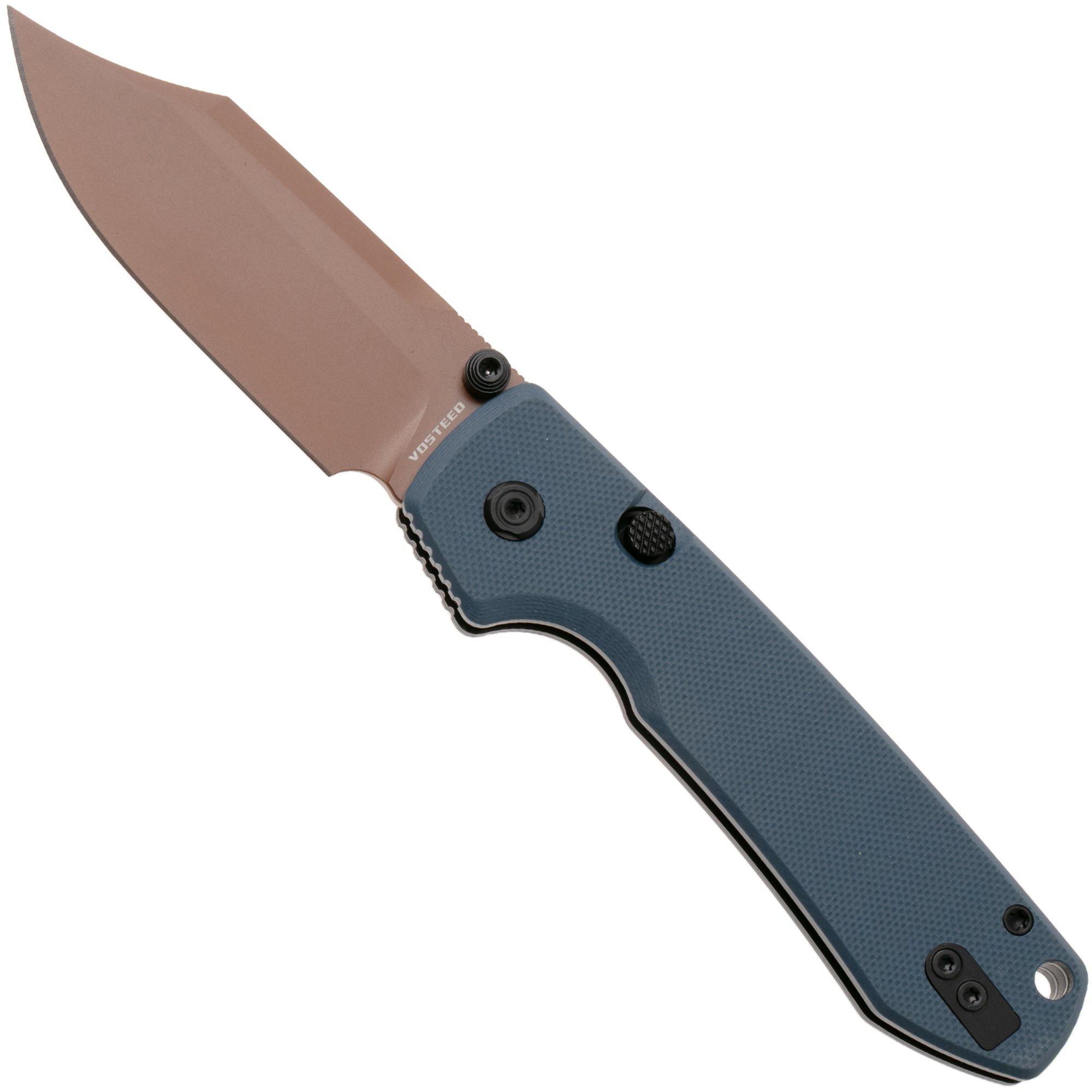 Vosteed Raccoon A2909 Cooper Dune PVD 14C28N, Dark Blue G10, couteau de poche, Yue Dong design