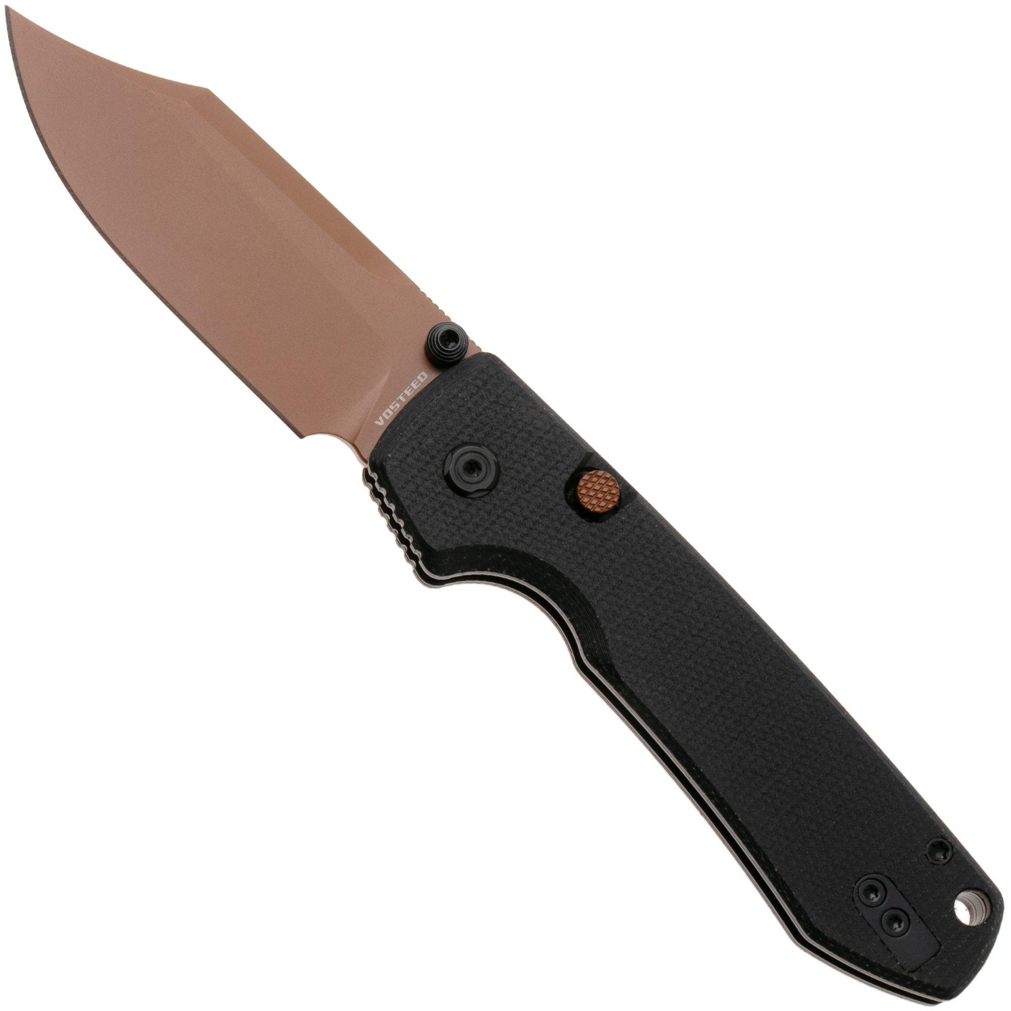 Vosteed Raccoon A2926 Copper DUne PVD 14C28N, Black Micarta, zakmes, Yue Dong design
