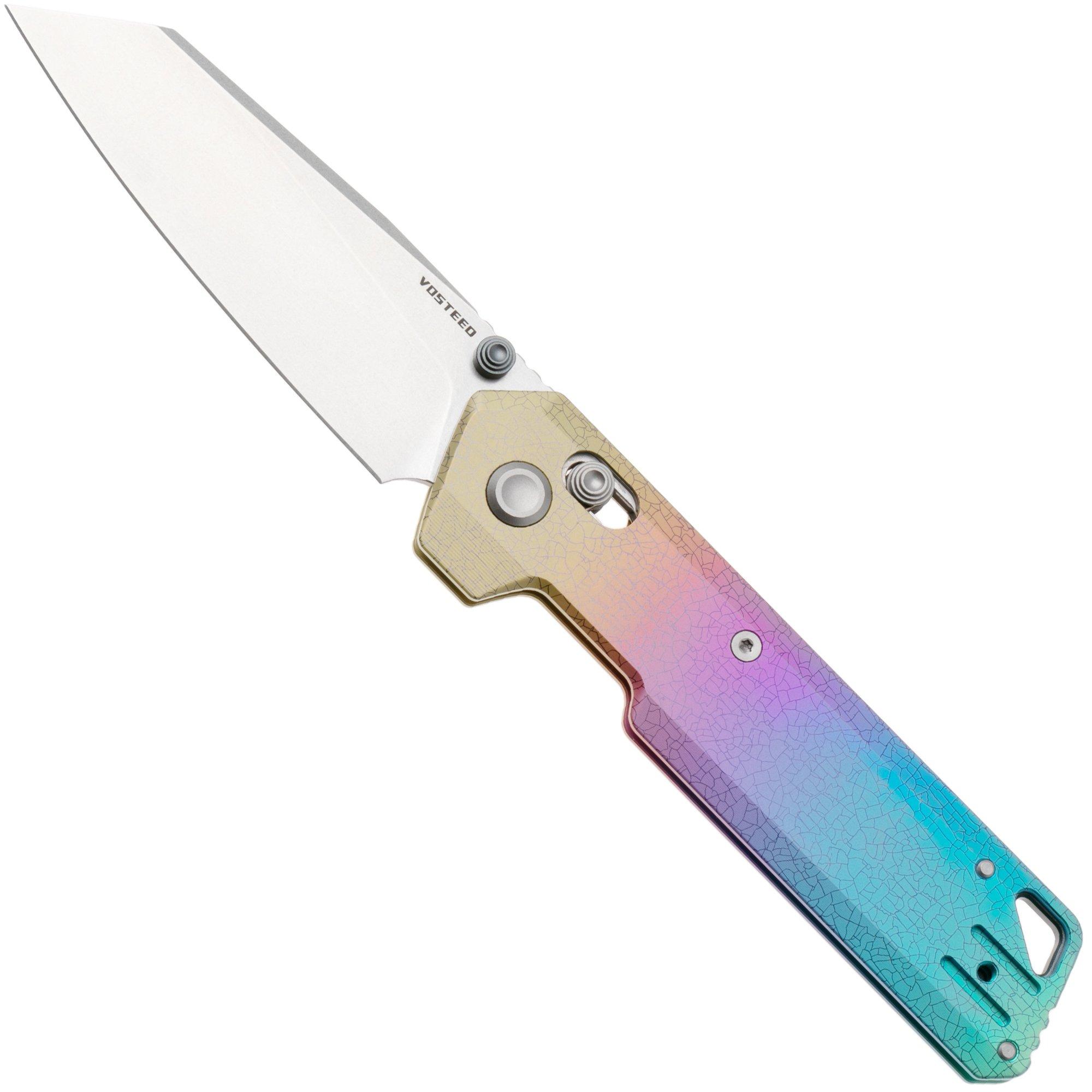Vosteed Parallel A3508 Stonewashed S35VN, Iridescent Crackle Titanium, Taschenmesser