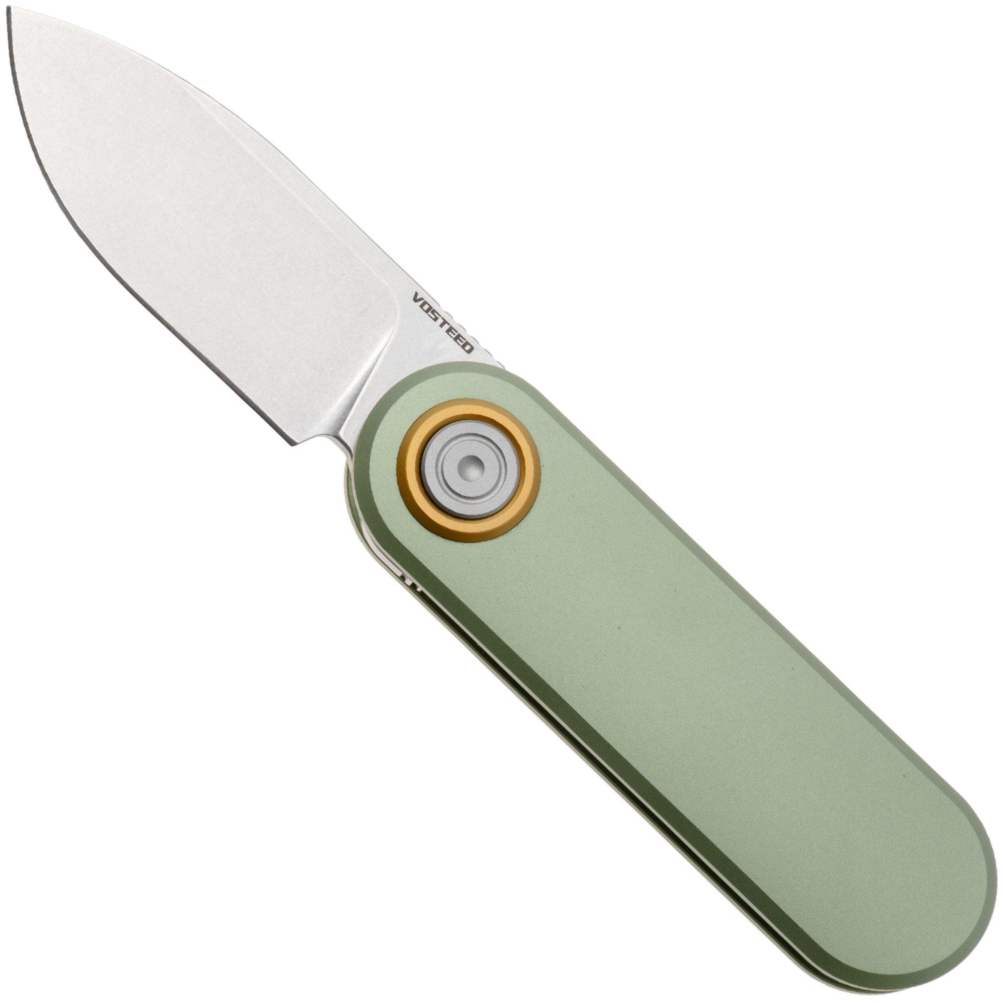 Vosteed Corgi V A3702 Stonewashed 14C28N, Green Aluminum, zakmes, Yue Dong design