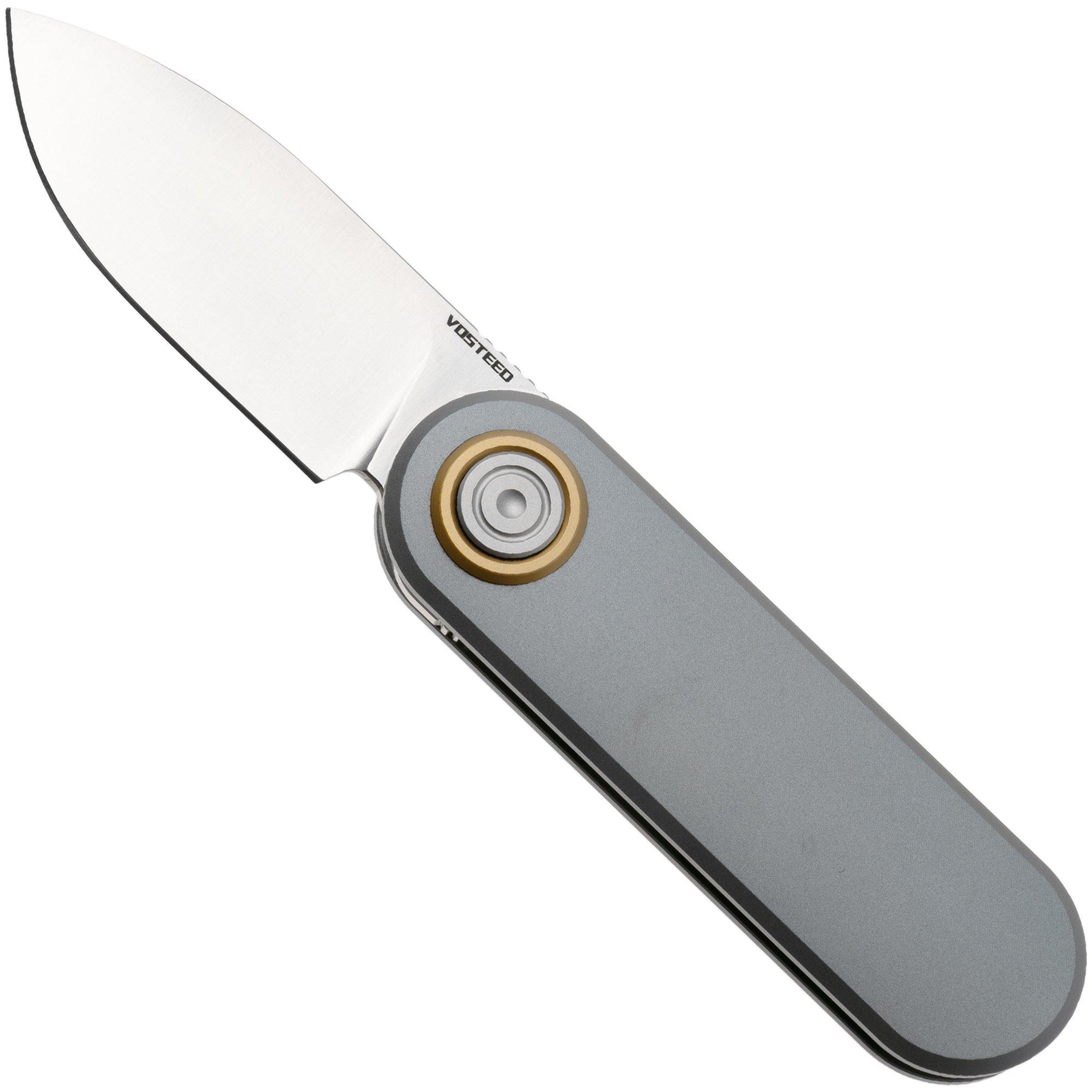 Vosteed Corgi V A3703 Satin 14C28N, Gray Aluminum, couteau de poche, Yue Dong design
