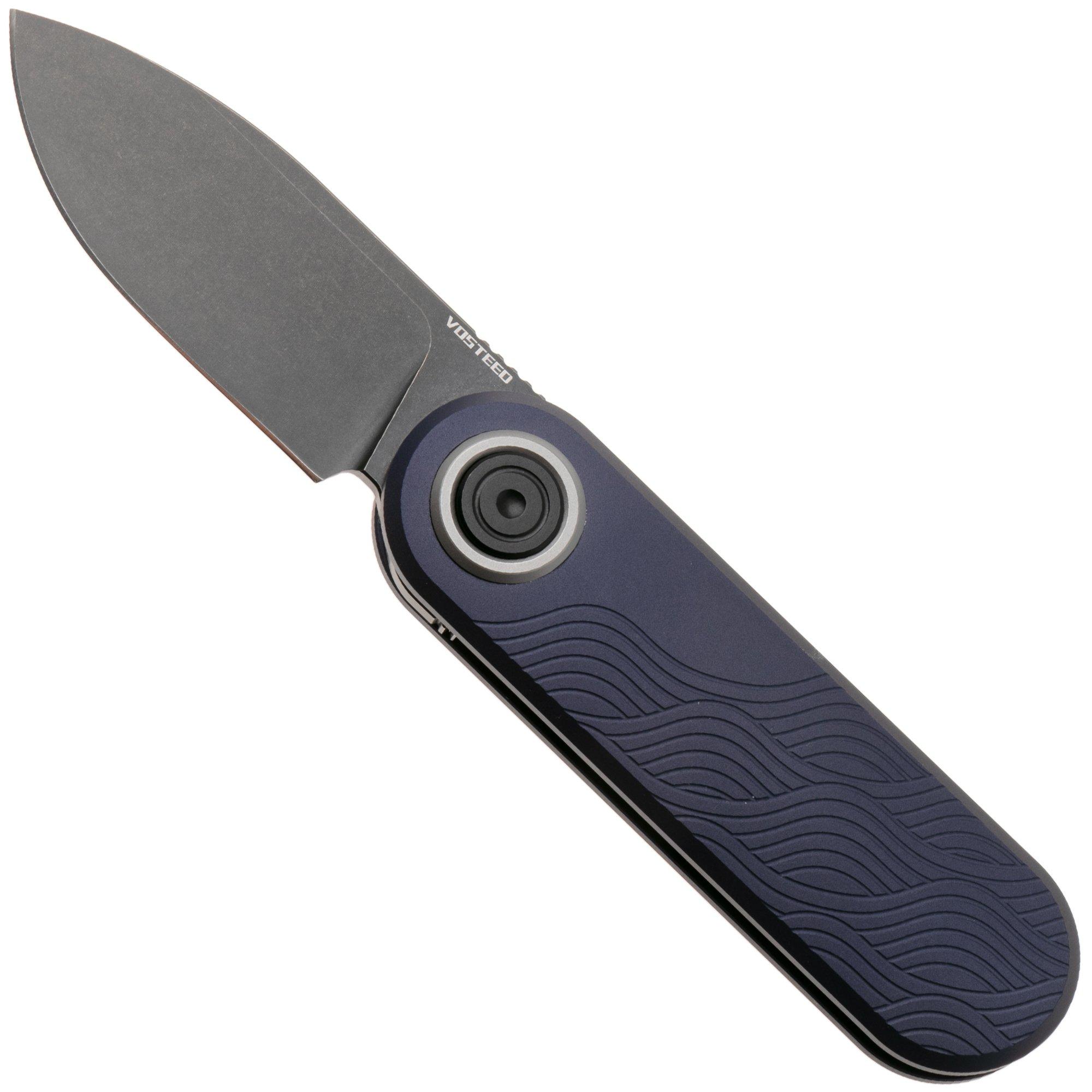 Vosteed Corgi V A3723 Blackwashed 14C28N, Dark Slate Blue Aluminum, zakmes, Yue Dong design