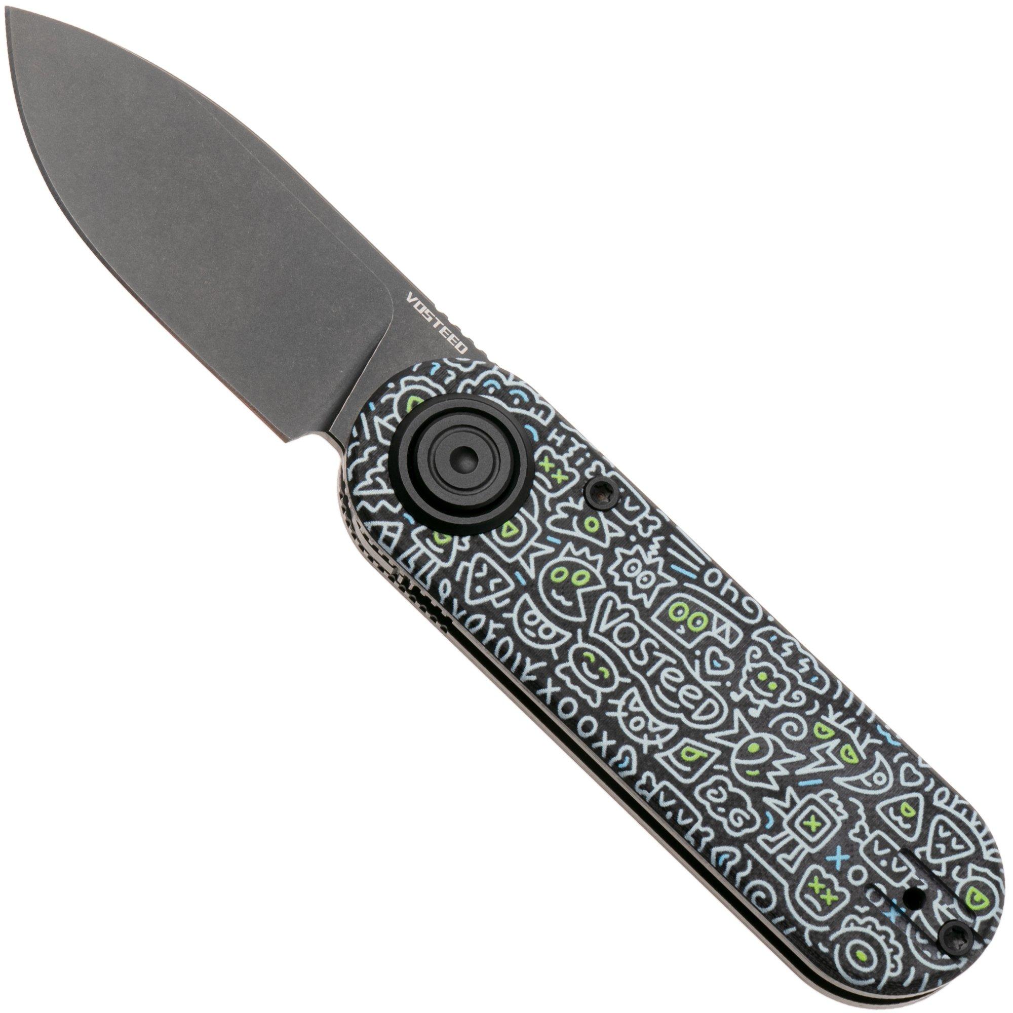 Vosteed Corgi V A3726 Blackwashed 14C28N, Doodle Monster G10, couteau de poche, Yue Dong design
