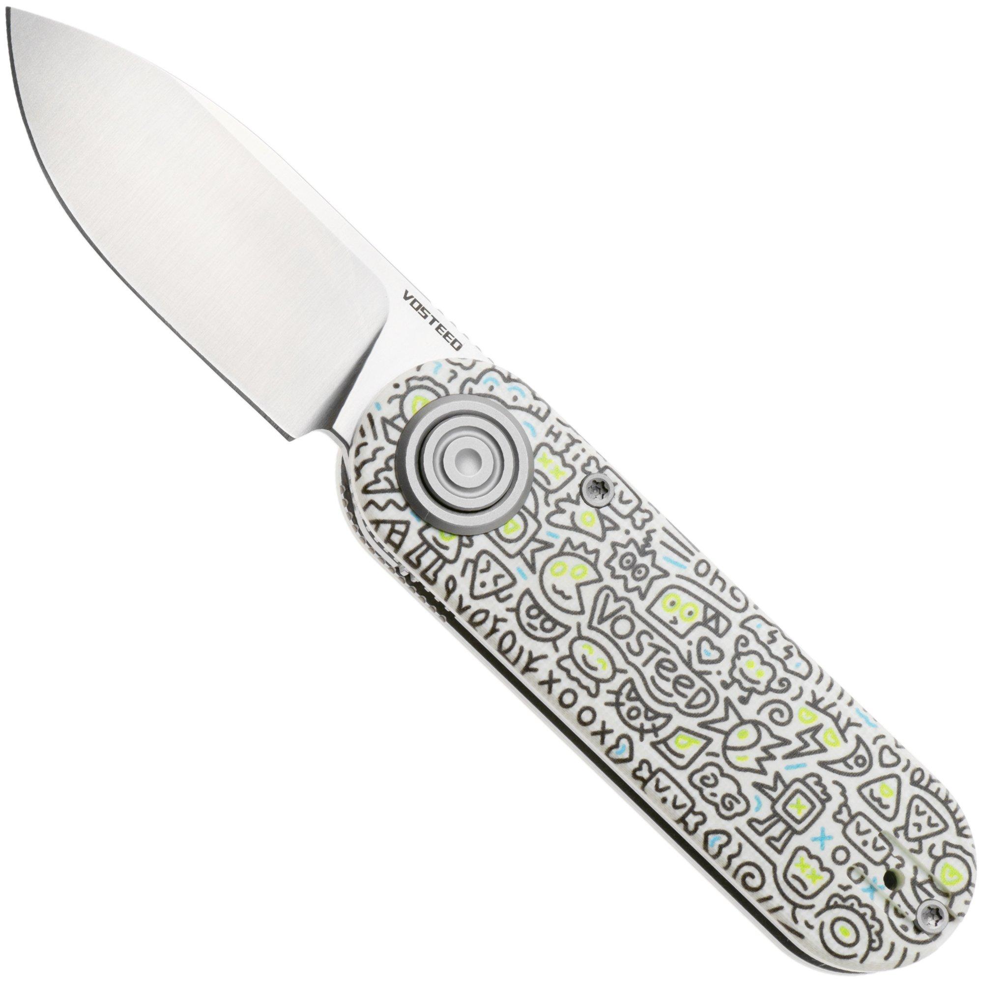 Vosteed Corgi V A3727 Satin 14C28N, Doodle Monster G10, couteau de poche, Yue Dong design