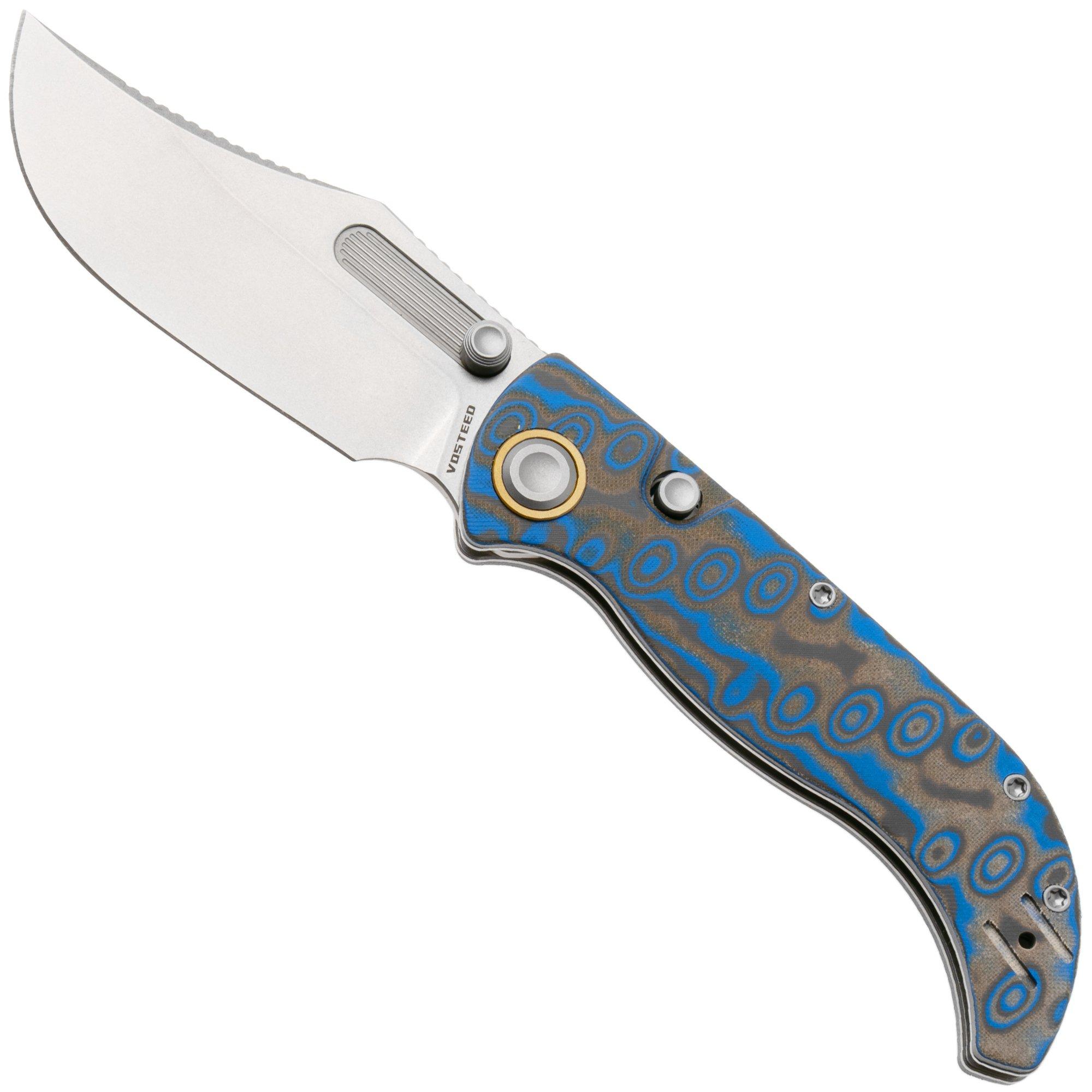 Vosteed Naga A3903 Stonewashed S35VN, Blue Ocean Micarta, zakmes