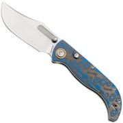 Afbeelding voor Vosteed Naga A3903 Stonewashed S35VN, Blue Ocean Micarta, zakmes