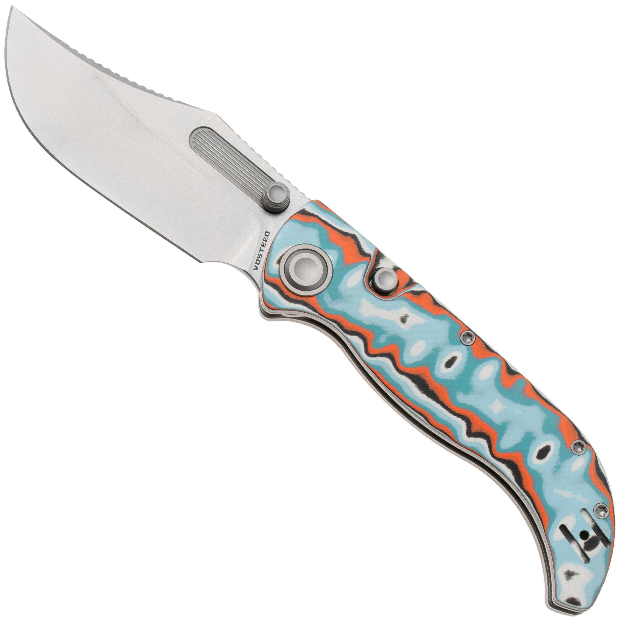 Vosteed Naga A3908 Stonewashed S35VN, Bamboo Micarta Canyon Current , couteau de poche