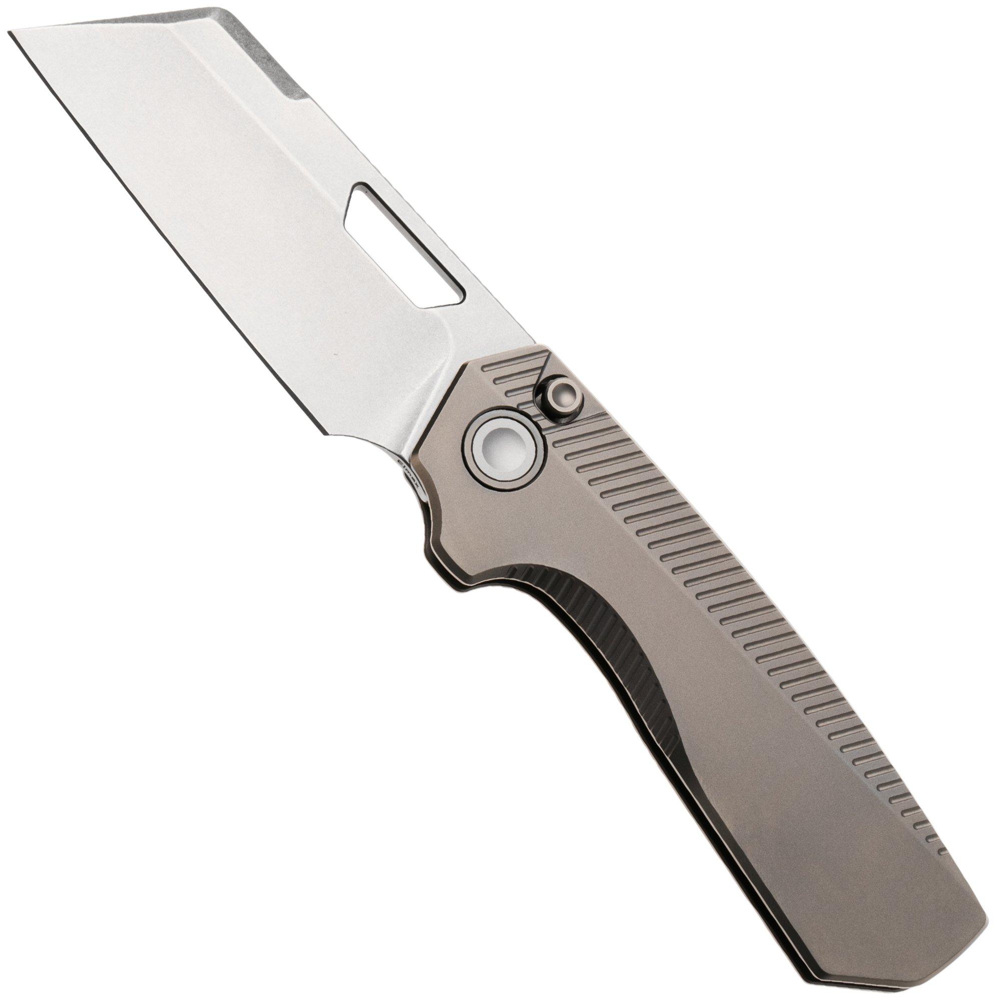 Vosteed Nip-L A4201 Stonewashed Elmax, Gray Titanium, zakmes, Divo Knives design