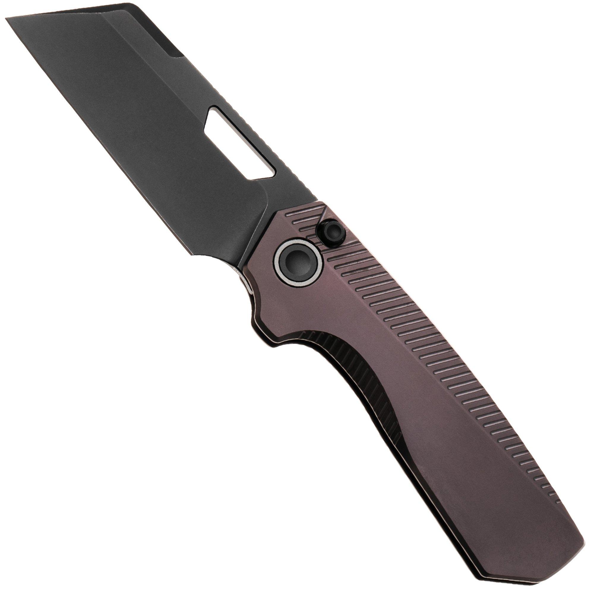 Vosteed Nip-L A4204 Blackwashed Elmax, Dark Reddish Purple Titanium, zakmes, Divo Knives design