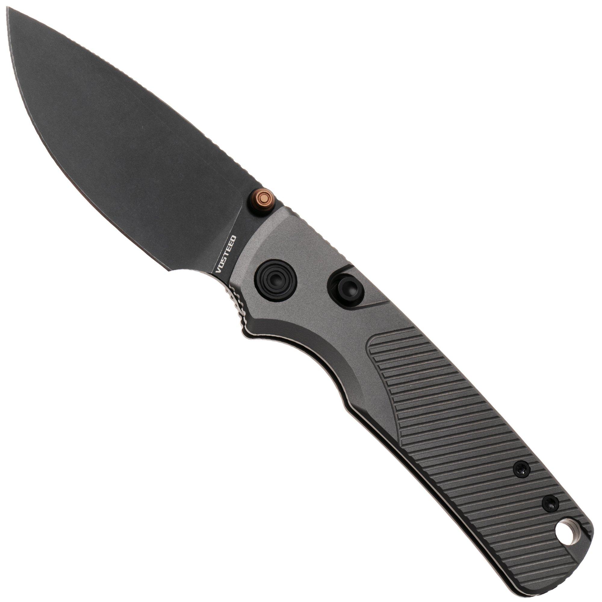 Vosteed Porcupine TiSlim A4804 Blackwashed 154CM, Dim Gray Titanium, Taschenmesser, Yue Dong Design