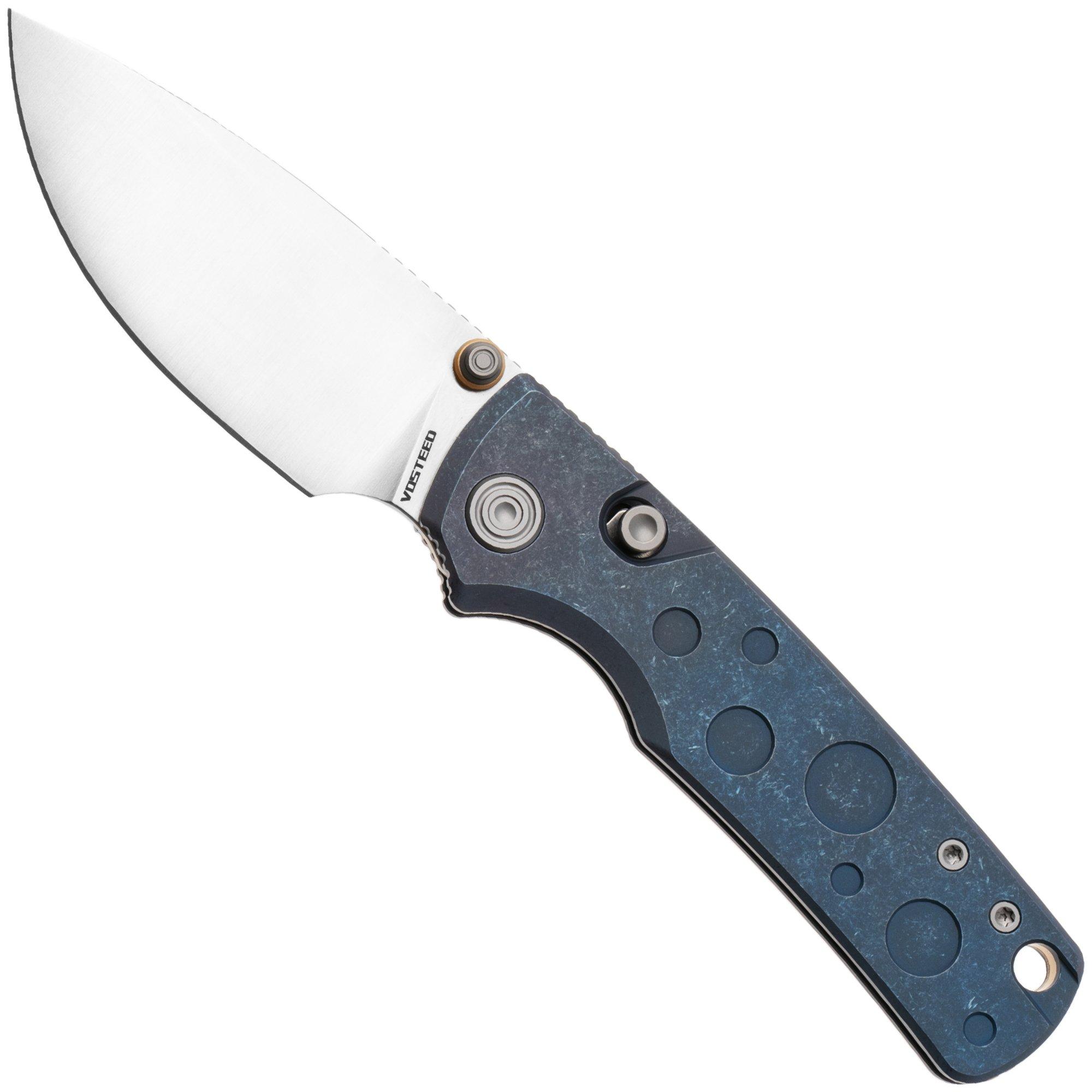 Vosteed Porcupine TiSlim A4806 Satin S90V, Blue Titanium, zakmes, Yue Dong design