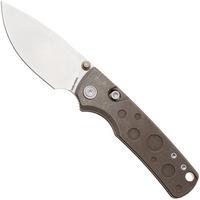 Afbeelding voor Vosteed Porcupine TiSlim A4807 Stonewashed S90V, Antique Brass Titanium, zakmes, Yue Dong design