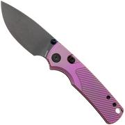 Afbeelding voor Vosteed Porcupine TiSlim A4812 Blackwashed 154CM, Rebecca Purple Titanium, zakmes, Yue Dong design