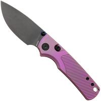 Afbeelding voor Vosteed Porcupine TiSlim A4812 Blackwashed 154CM, Rebecca Purple Titanium, zakmes, Yue Dong design
