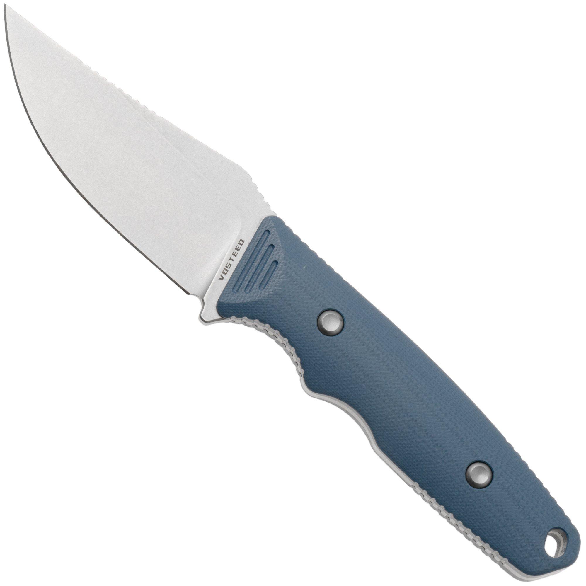 Vosteed H-Back D0405 Stonewashed Nitro-V, Blue G10, couteau fixe