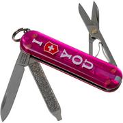 Victorinox Classic ‘The Gift’, I Love You, transparant roze 0.6233.T855 Zwitsers zakmes