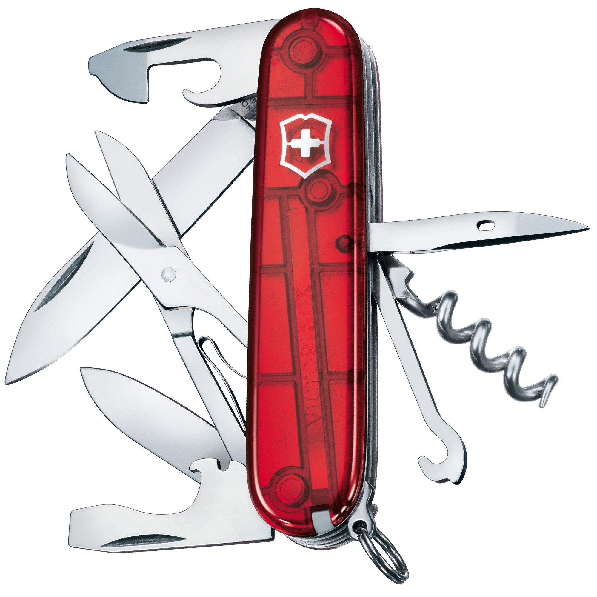 Szwajcarski scyzoryk Victorinox Climber, transparentny czerwony, 1.3703.T